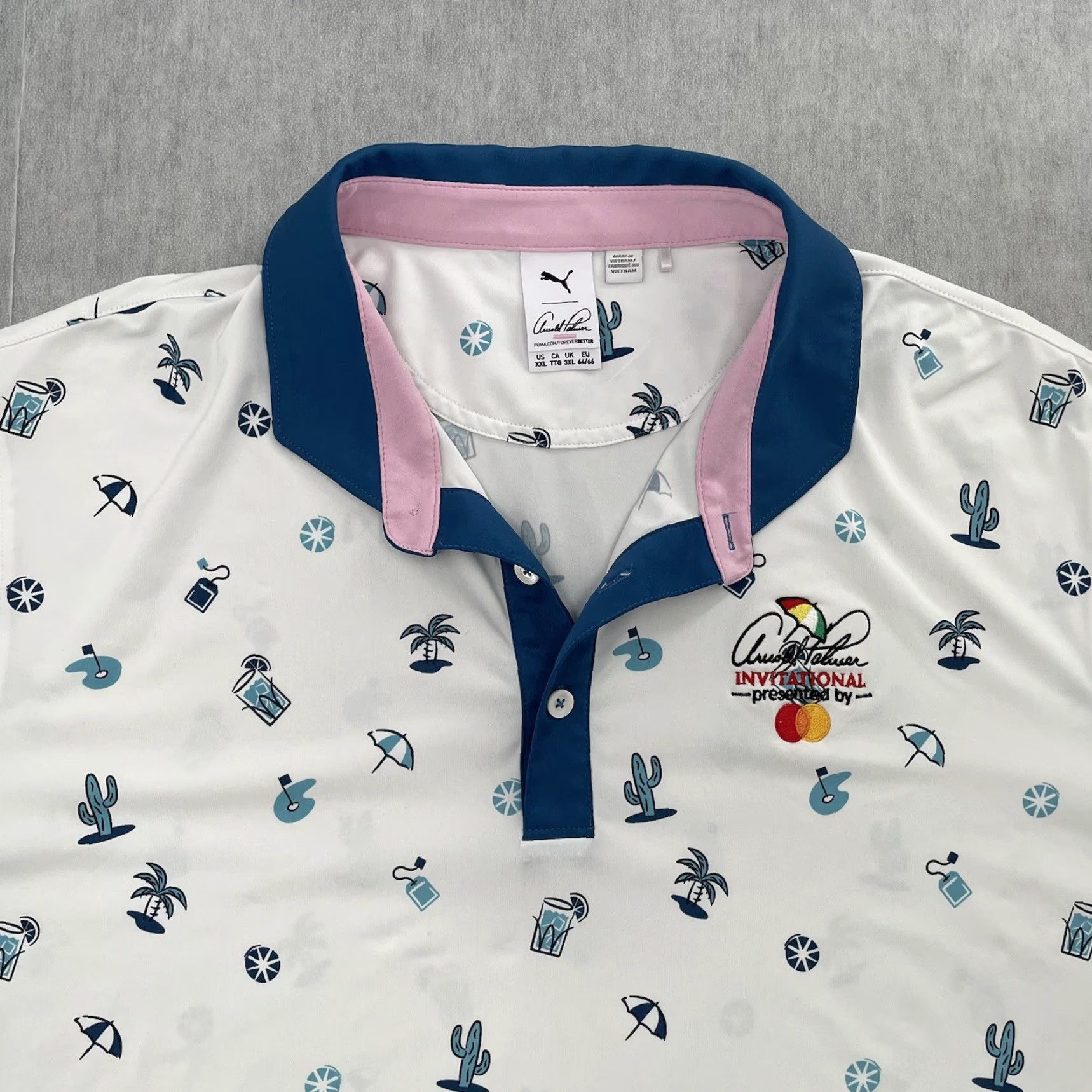 Puma PUMA Golf Polo Shirt Adult 2XL White Allover Print Geometric Arnold Palmer Beach Desert Casual Golf Men 2XL White Polo Mens Size US XXL / EU 58 / 5 - 3 Thumbnail
