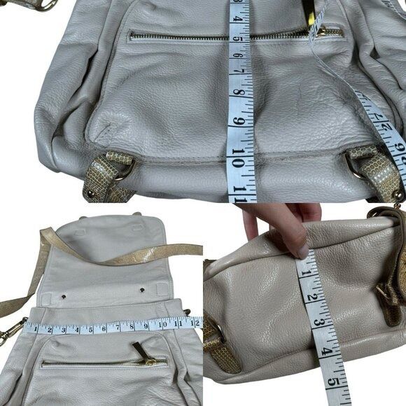 Genuine Leather CC Skye Onie Messenger Crossbody Bag Snake Embossed in Beige Size ONE SIZE - 16 Thumbnail