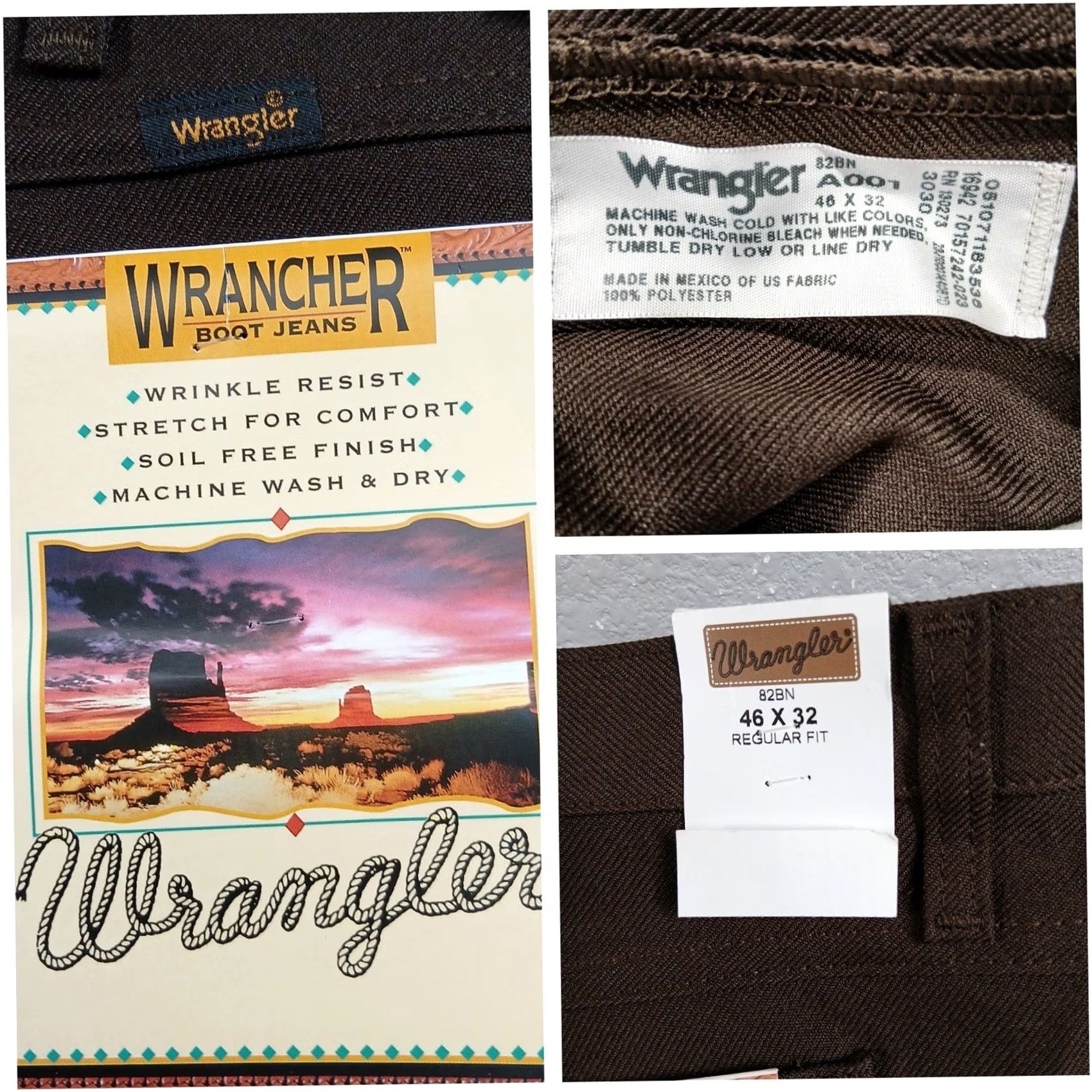 Wrangler Wrangler Wrancher Boot Jeans Mens 46x32 Brown Polyester Western Cowboy Size US 30 / EU 46 - 4 Thumbnail