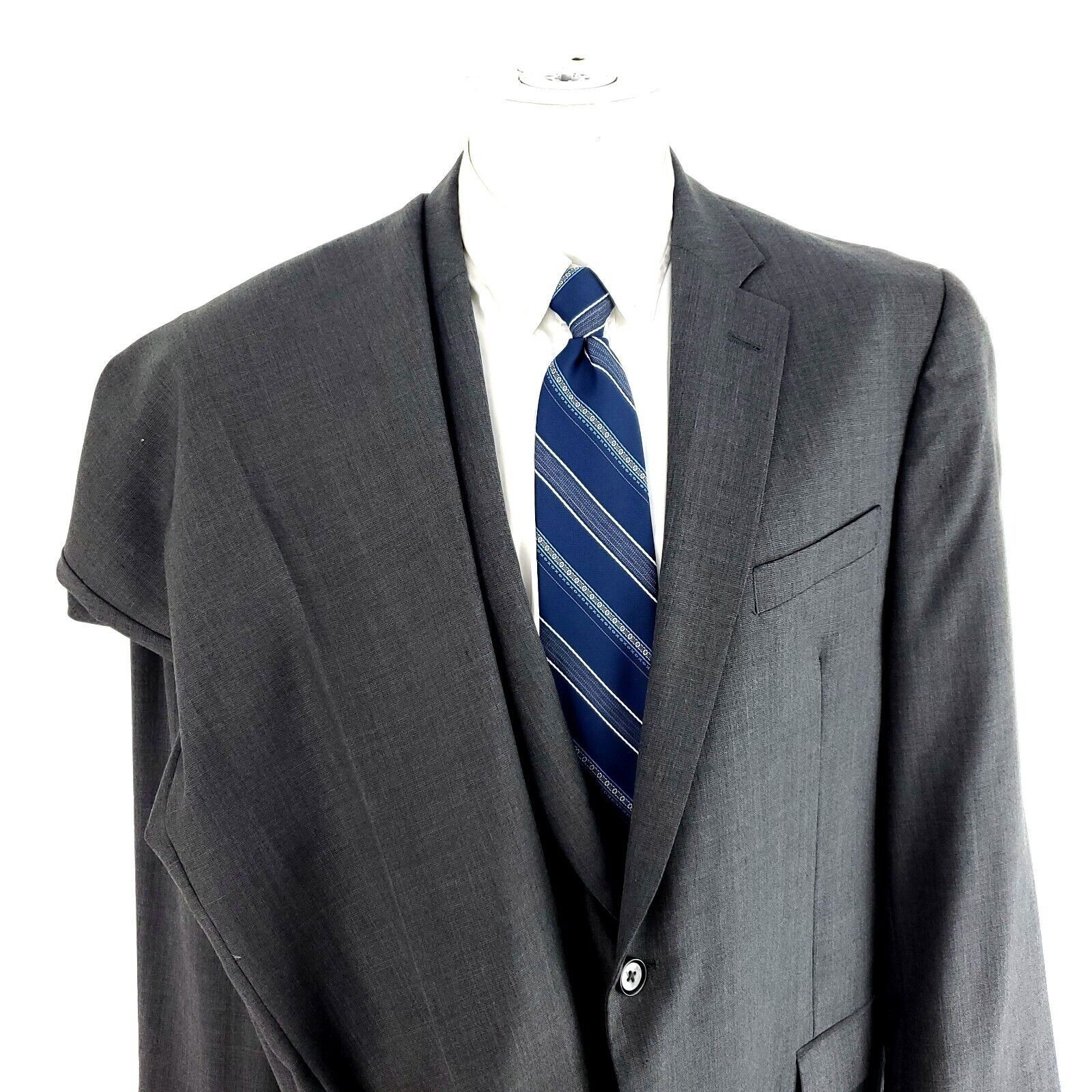 Pronto Uomo Wool 2 Button 2 Piece Suit 44R Portly Gray 40/28