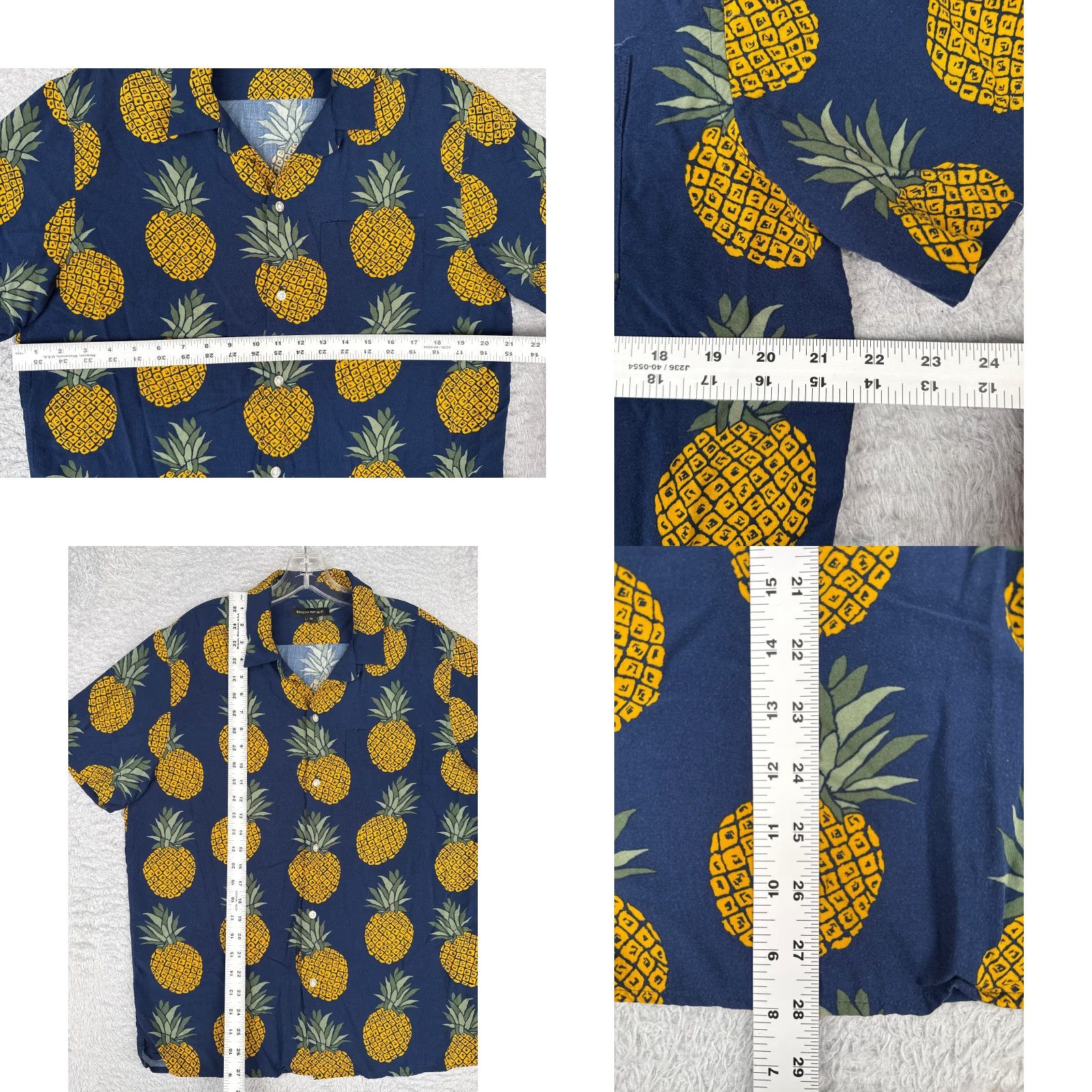 Banana Republic Banana Republic Shirt Men Medium Blue Pineapple AOP Hawaiian Button 100% Rayon Size US M / EU 48-50 / 2 - 8 Thumbnail