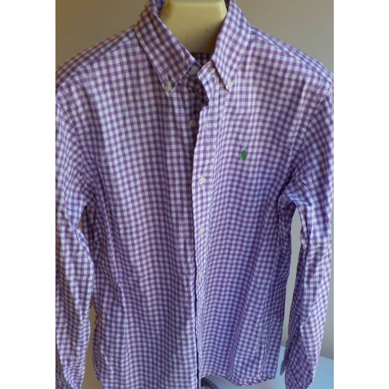Polo Ralph Lauren Ralph Lauren Classic Fit Button Front Shirt Men Purple White 14 1/2-32 100% Cotton Checks Sleeves 24" - Polo Ralph Lauren Button-Up Size US S / EU 44-46 / 1 - 2 Thumbnail