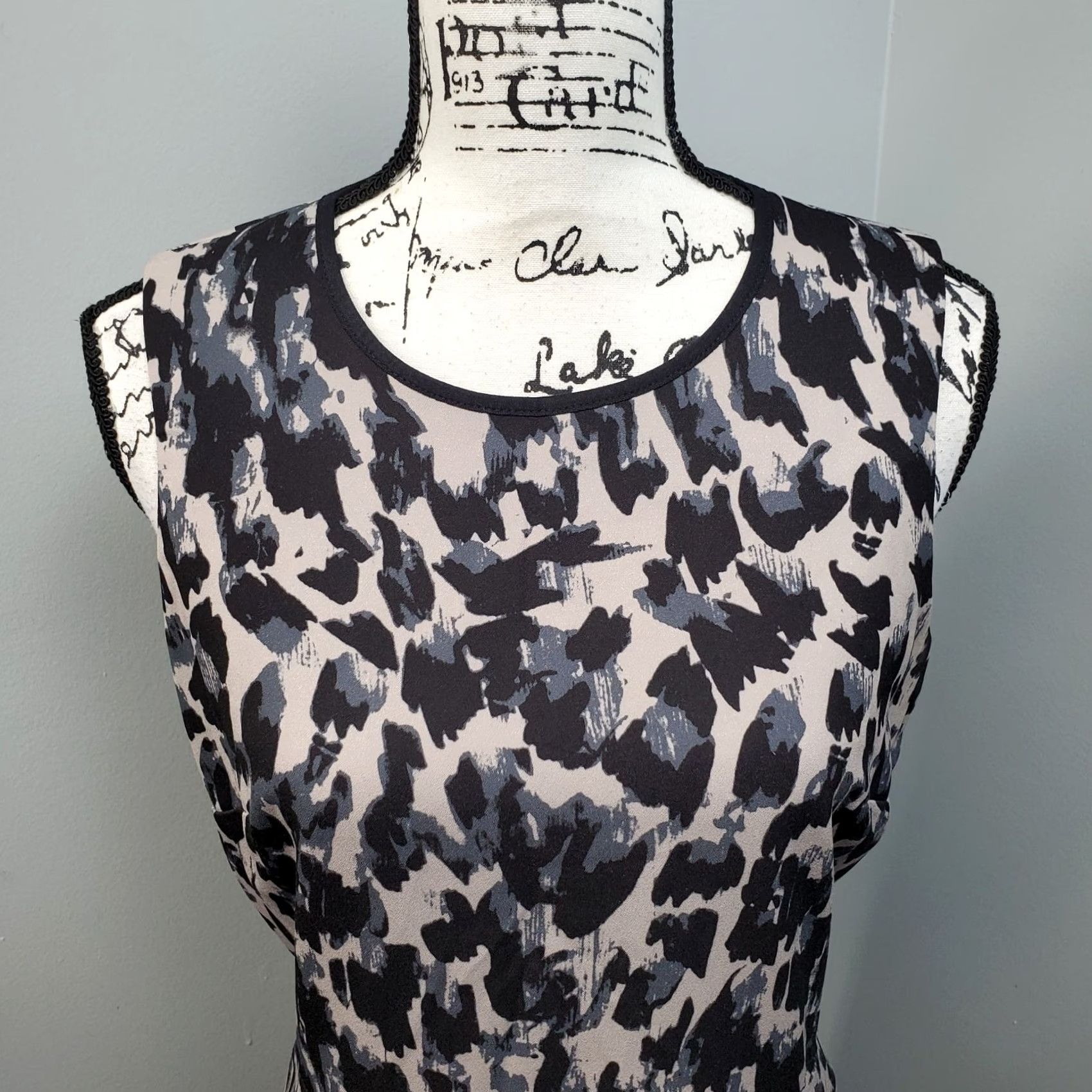 Loft LOFT Ann Taylor Women's Sheath Dress 8 Multi Animal Print Pleated Waist Back Zip Midi Sleeveless Shirt? Size M / US 6-8 / IT 42-44 - 3 Thumbnail