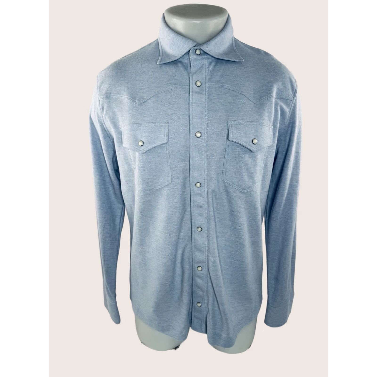 Vintage LEFT COAST TEE Western Pearl Snap M Shirt Blue Button-Up Mens Size US M / EU 48-50 / 2 - 1 Thumbnail