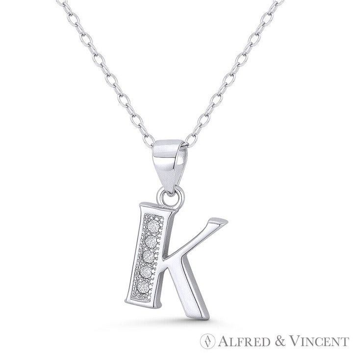 Other Initial Letter "K" Block Script CZ Crystal Pendant Size ONE SIZE - 1 Preview