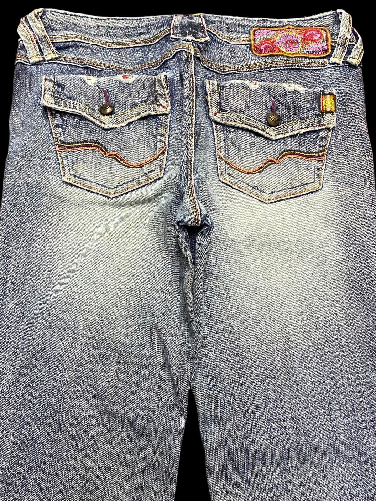 Japanese Brand Blue flared jeans with a vintage vibe #y2kfashion Size 29" - 4 Thumbnail