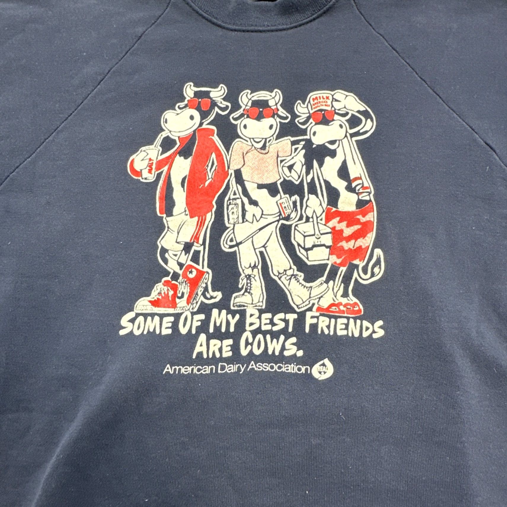 Vintage VINTAGE Some Of My Best Friends Are Cows American Dairy Association Sweatshirt XL Blue Mens Crew Neck Pullover 50/50 Cotton Polyester Screen Stars Size US XL / EU 56 / 4 - 2 Thumbnail