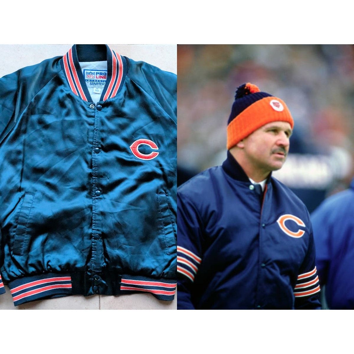 NFL × Starter Chicago Bears 80s 90s satin Varsity M L navy orange NFL vtg Size US L / EU 52-54 / 3 - 1 Thumbnail