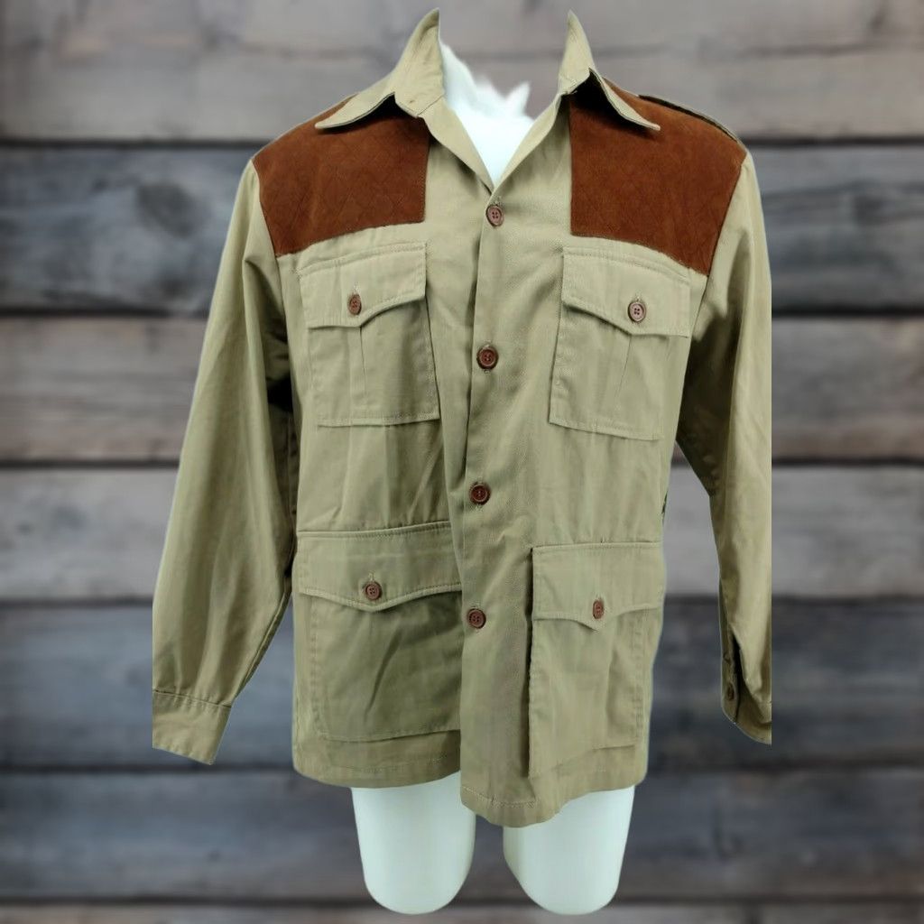 Vintage Woolrich USA Brown Leather Shoulder Patch Hunting Shirt Jacket SZ Large Mens Long Sleeve 1980s G11 Size US L / EU 52-54 / 3 - 1 Thumbnail