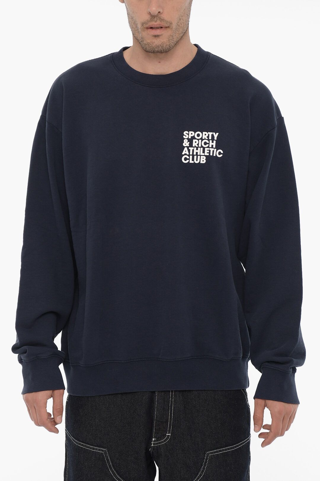 image of Sporty Rich Og1Mm0524 Crewneck Sweatshirt In Blue, Men's (Size Large)