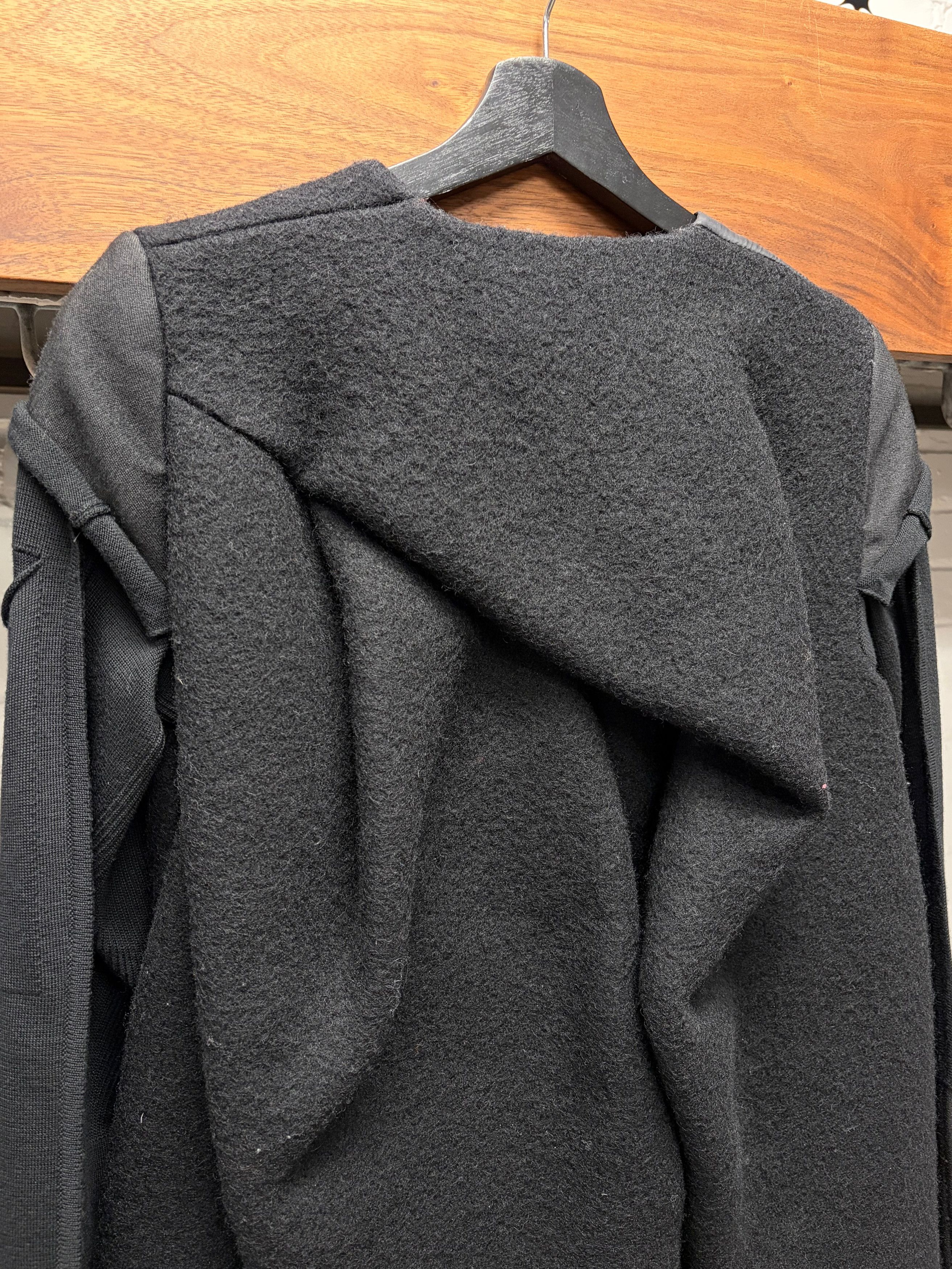 Rick Owens AW2017 Rick Owens ‘Glitter’ Black Runway Asymmetric Wool/Down Filled Jacket Size XS / US 0-2 / IT 36-38 - 6 Thumbnail