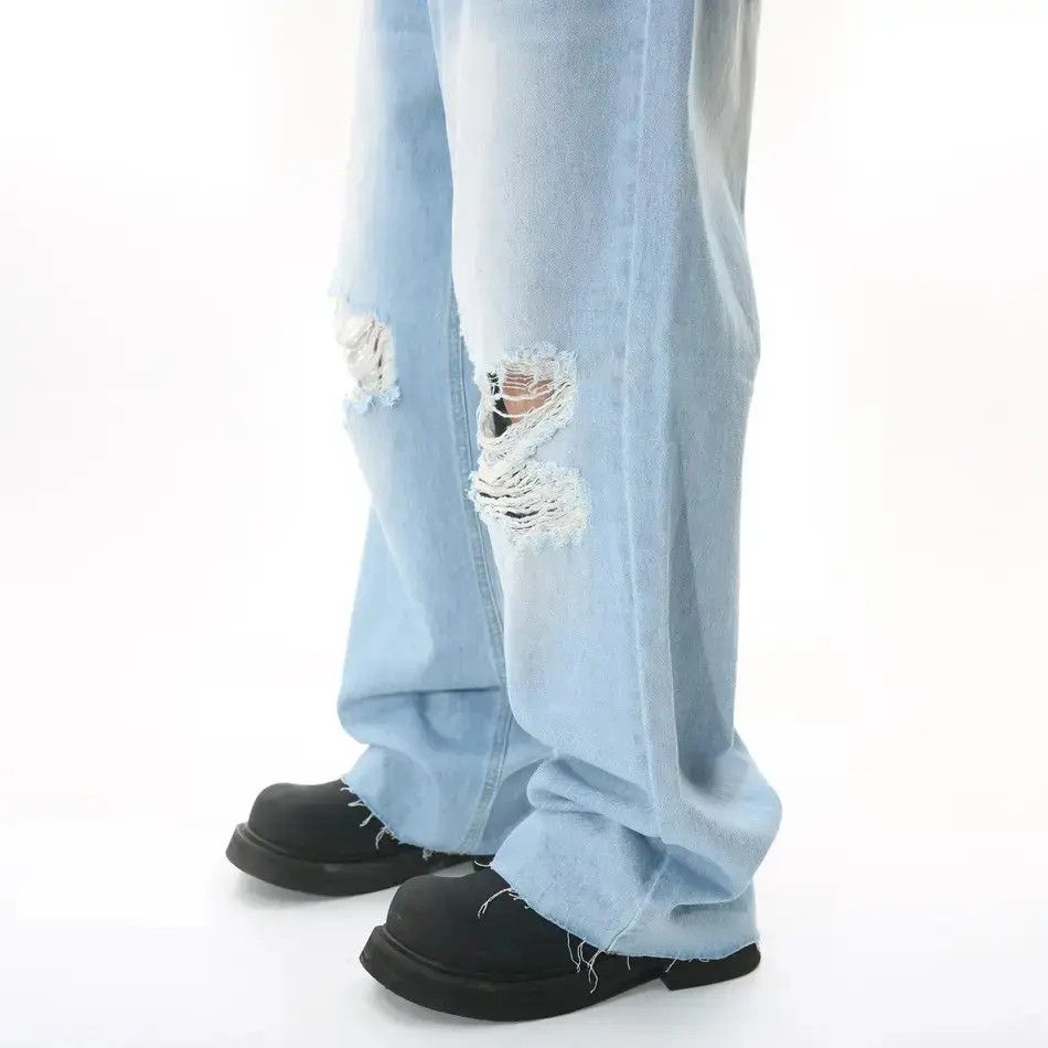 Japanese Brand Retro hip-hop fringed ripped jeans Size US 32 / EU 48 - 3 Thumbnail