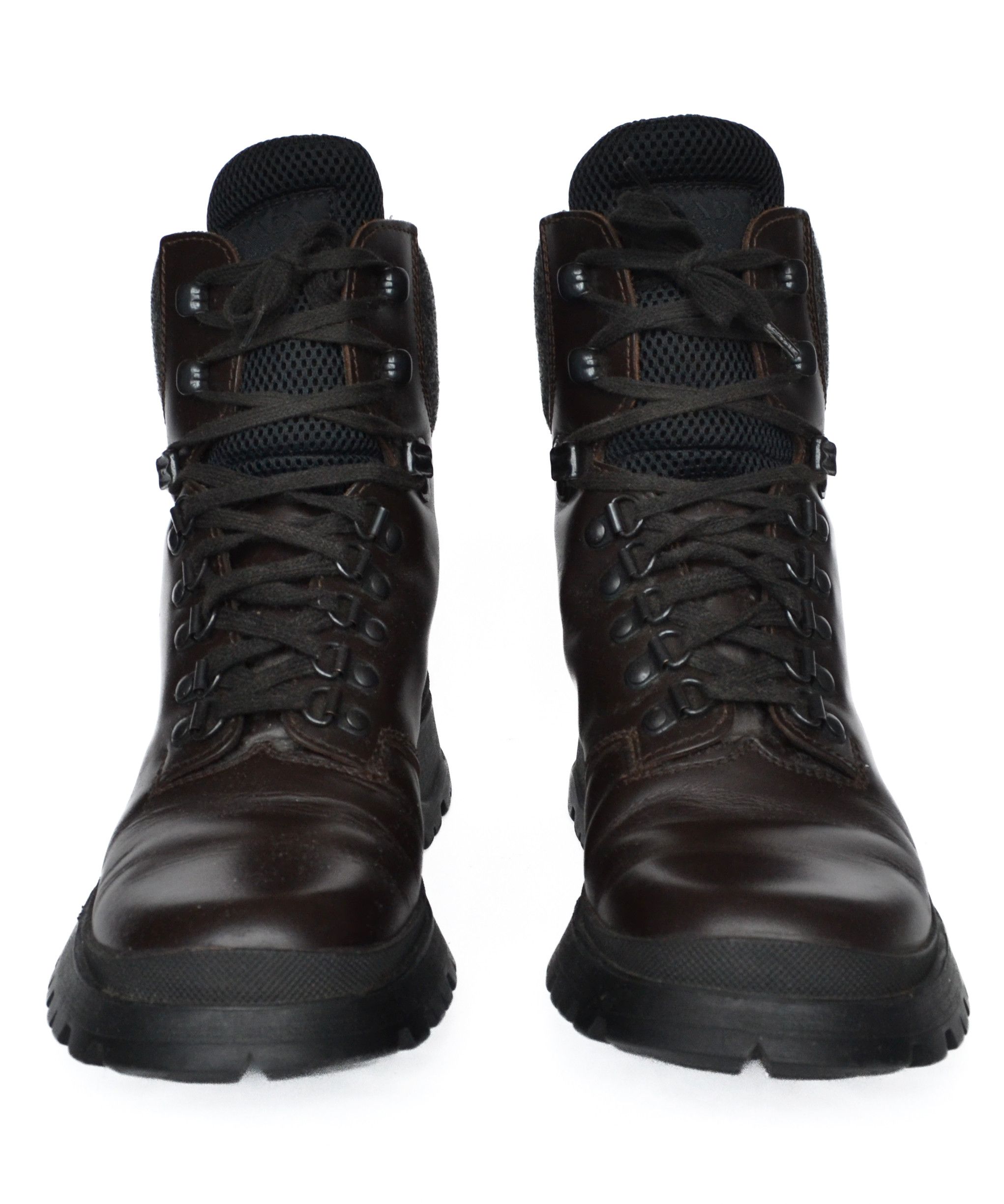 Prada 🔴 PRADA Boots Leather Wool Shoes Brown Grey 1998 Combat 38 Size US 8 / IT 38 - 5 Thumbnail