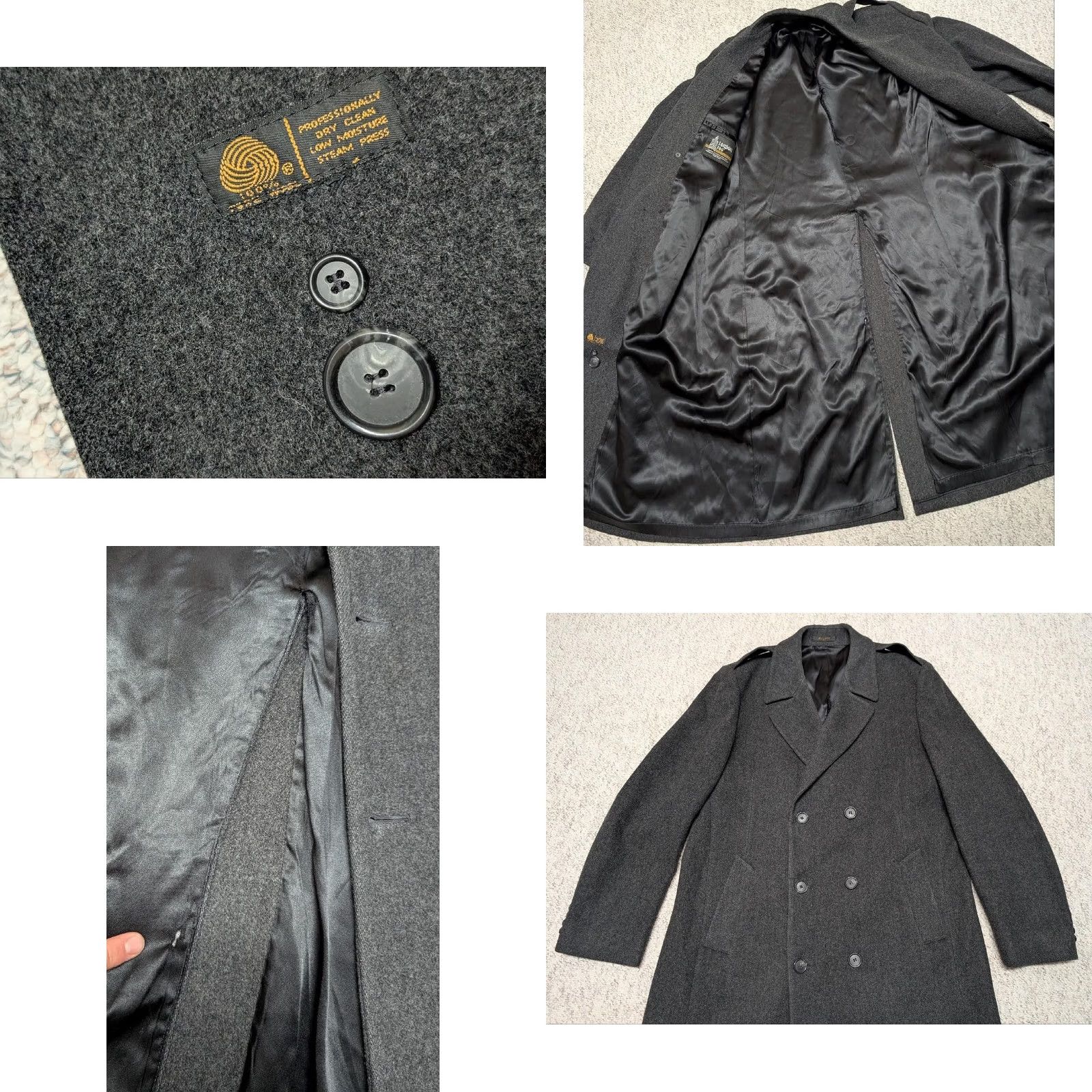 London Fog VINTAGE London Fog Overcoat Mens Adult XLT Black Wool Double Breasted Trench Coat USA Made Size US XL / EU 56 / 4 - 8 Thumbnail