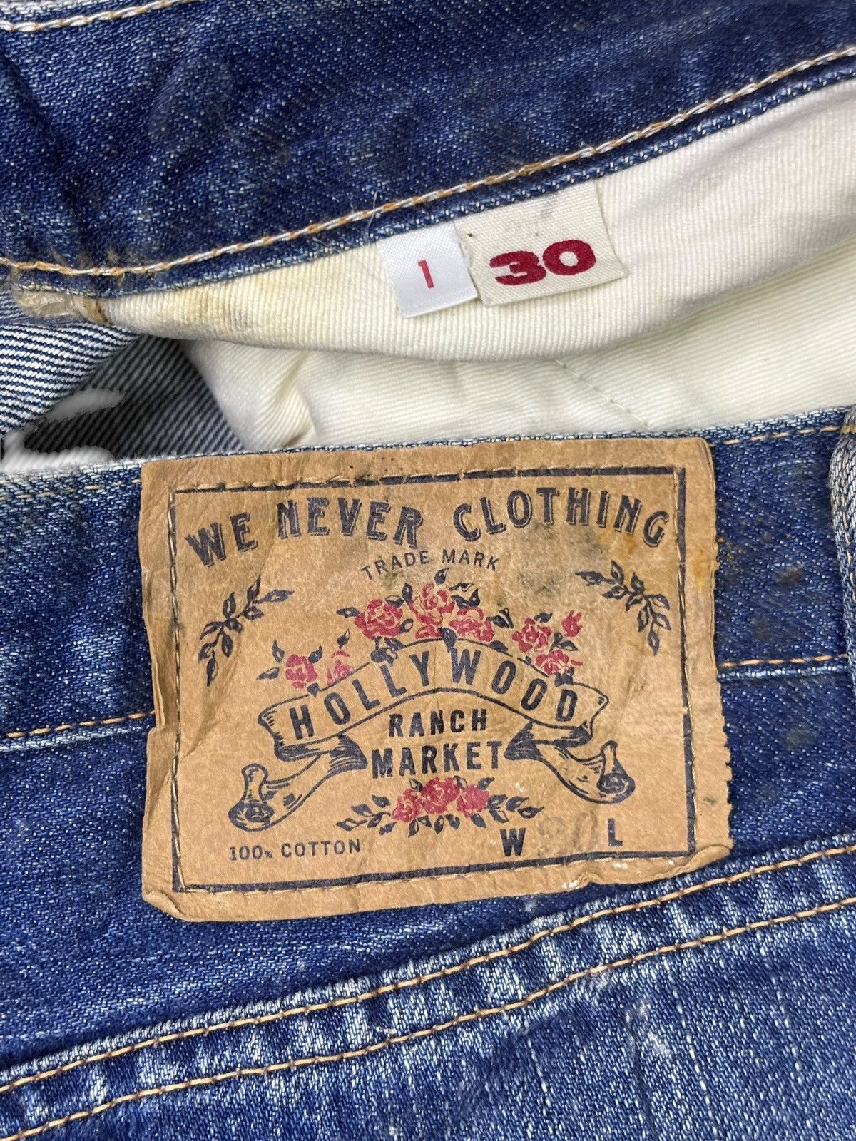 HOLLYWOOD RANCH MARKET × Japanese Brand Vintage HR Market Button Fly Mud Wash Jeans Size US 30 / EU 46 - 14 Thumbnail