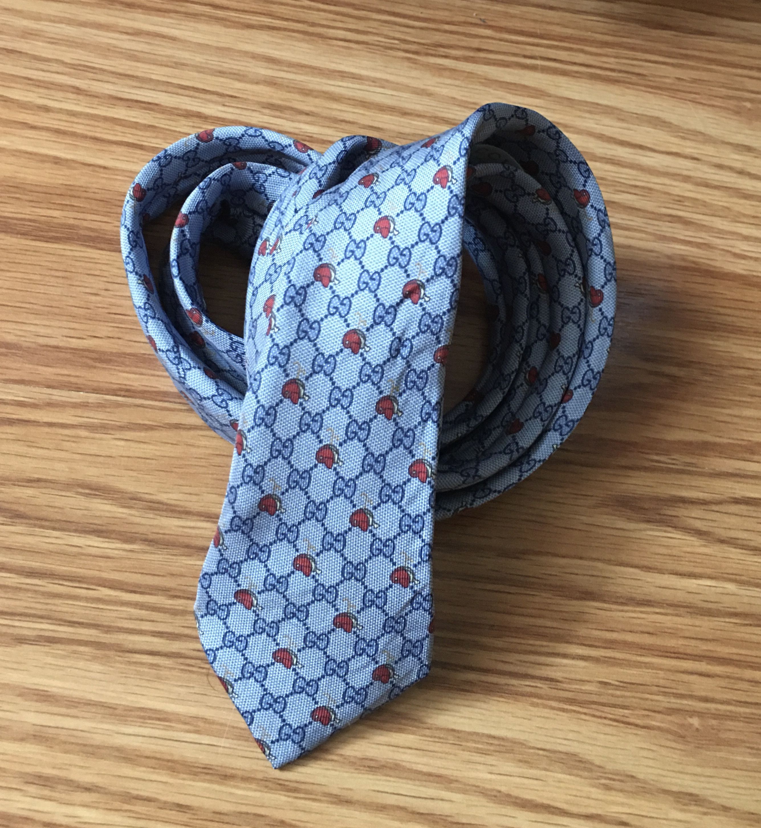 Gucci Gucci GG Pattern Rare Blue Slim Silk Mens Tie Size ONE SIZE - 1 Thumbnail