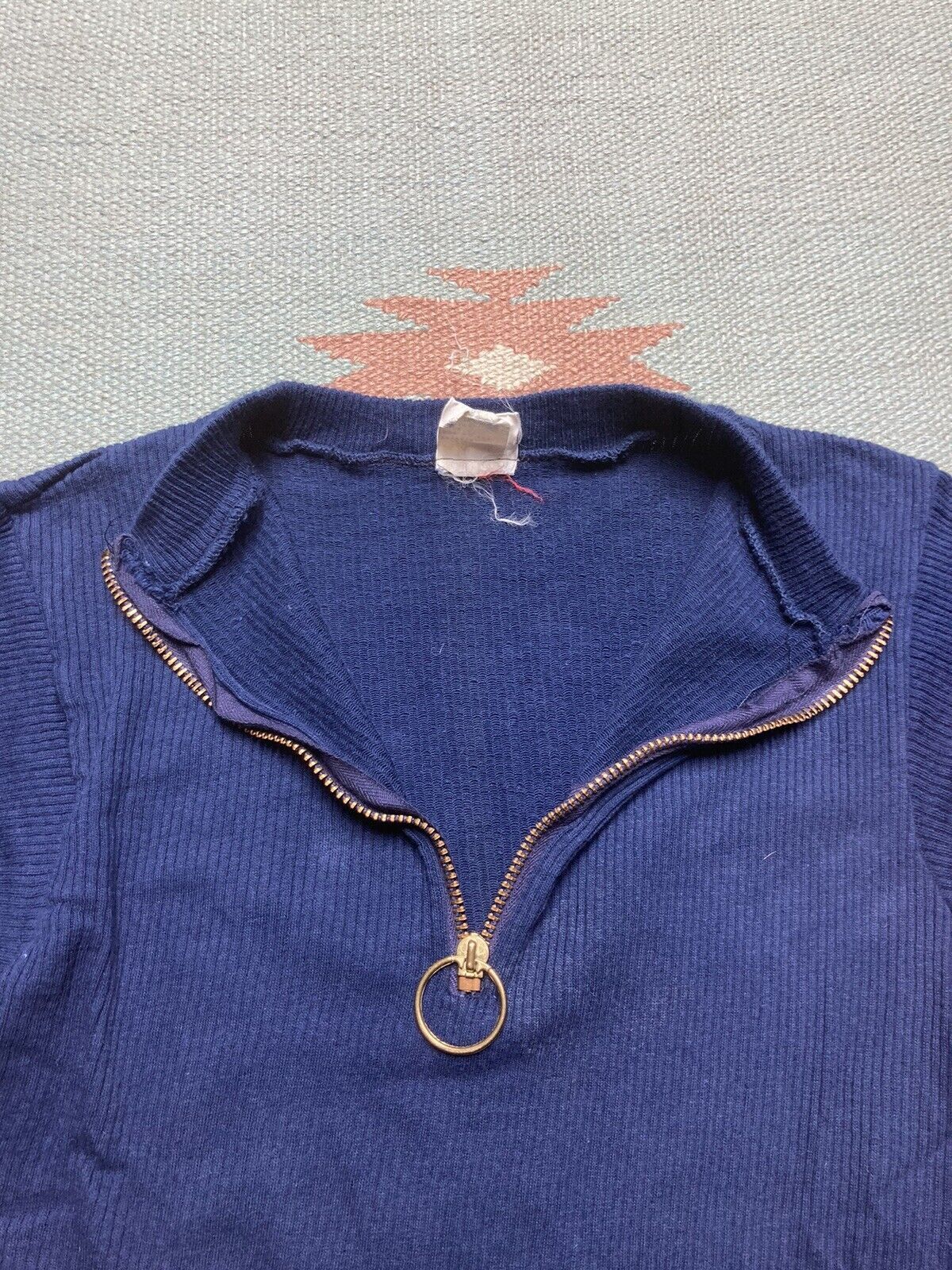 Vintage VTG 60s shirt ribbed cotton half zip mod boys 16 women XS Size XS / US 0-2 / IT 36-38 - 3 Thumbnail