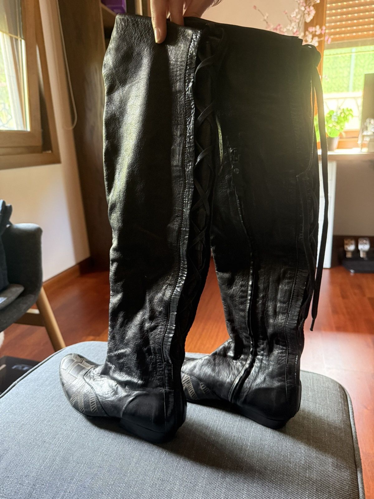 Marithe + Francois Girbaud Marithé François Girbaud Over-the-Knee Lace-Up Leather Boots Size US 7 / IT 37 - 1 Thumbnail