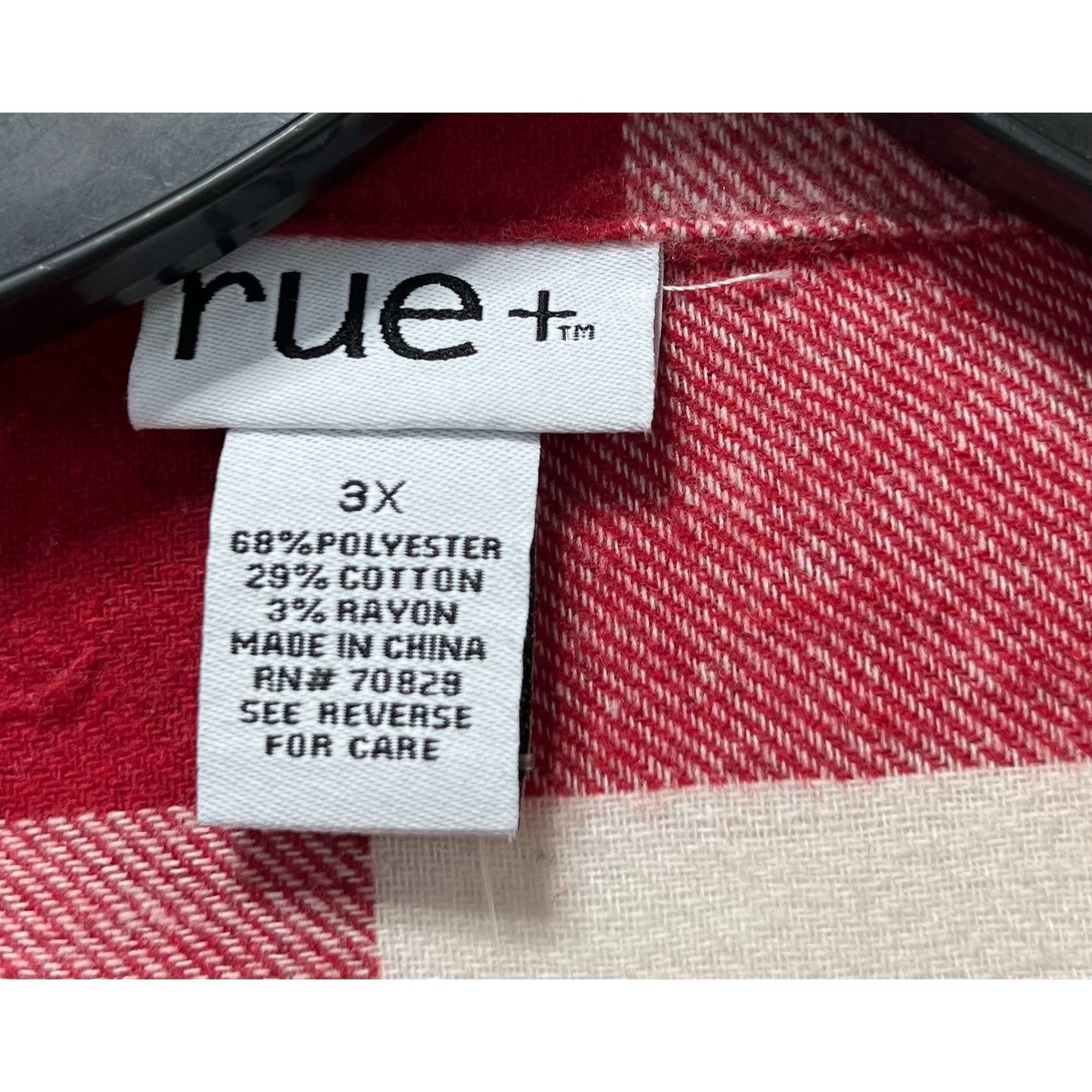Other Rue + - Women's Long Sleeve Plaid Shirt - Red/White - 3X Size 3XL / US 20-22 - 9 Thumbnail