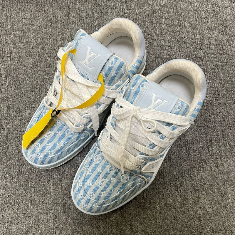 Louis Vuitton Louis Vuitton Blue and White Trainer Sneakers 0079 Size US 7.5 / EU 40-41 - 1 Thumbnail