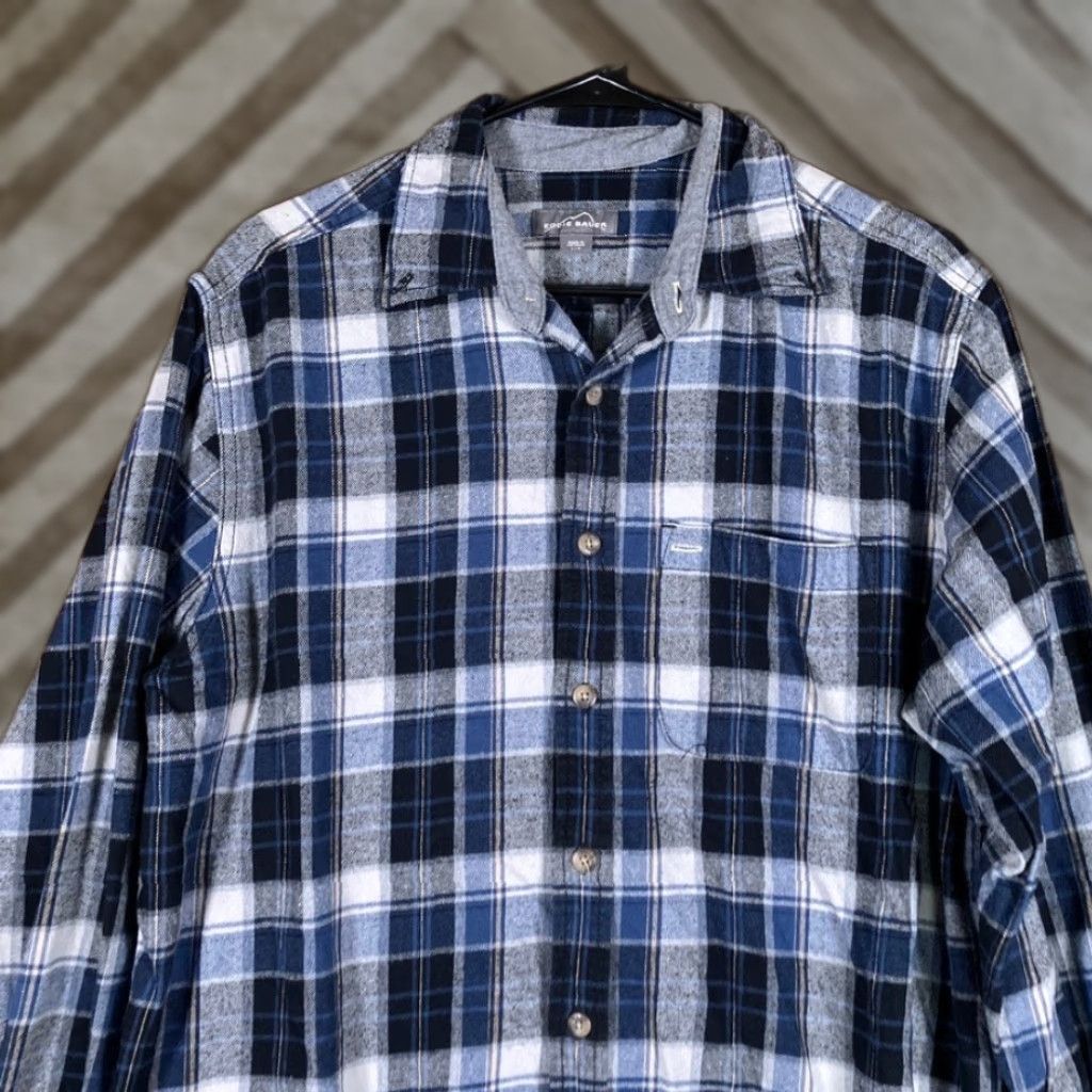 Eddie Bauer Eddie Bauer Mens Shirt Blue Black Plaid Flannel Button Down Long Sleeve Large Size US L / EU 52-54 / 3 - 1 Thumbnail