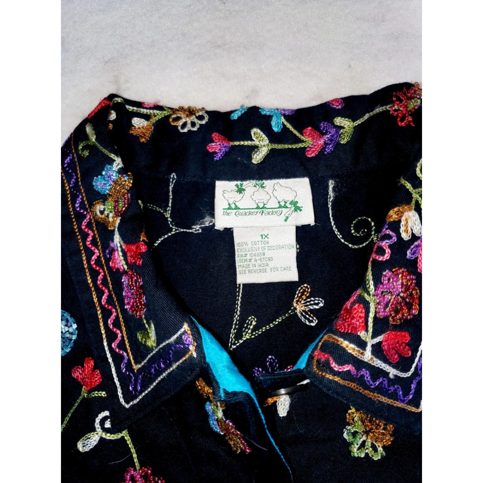 Quacker Factory VINTAGE Quacker Factory Women's 1X Beaded Butterfly Flower Embroidered Shirt Size XL / US 12-14 / IT 48-50 - 3 Thumbnail