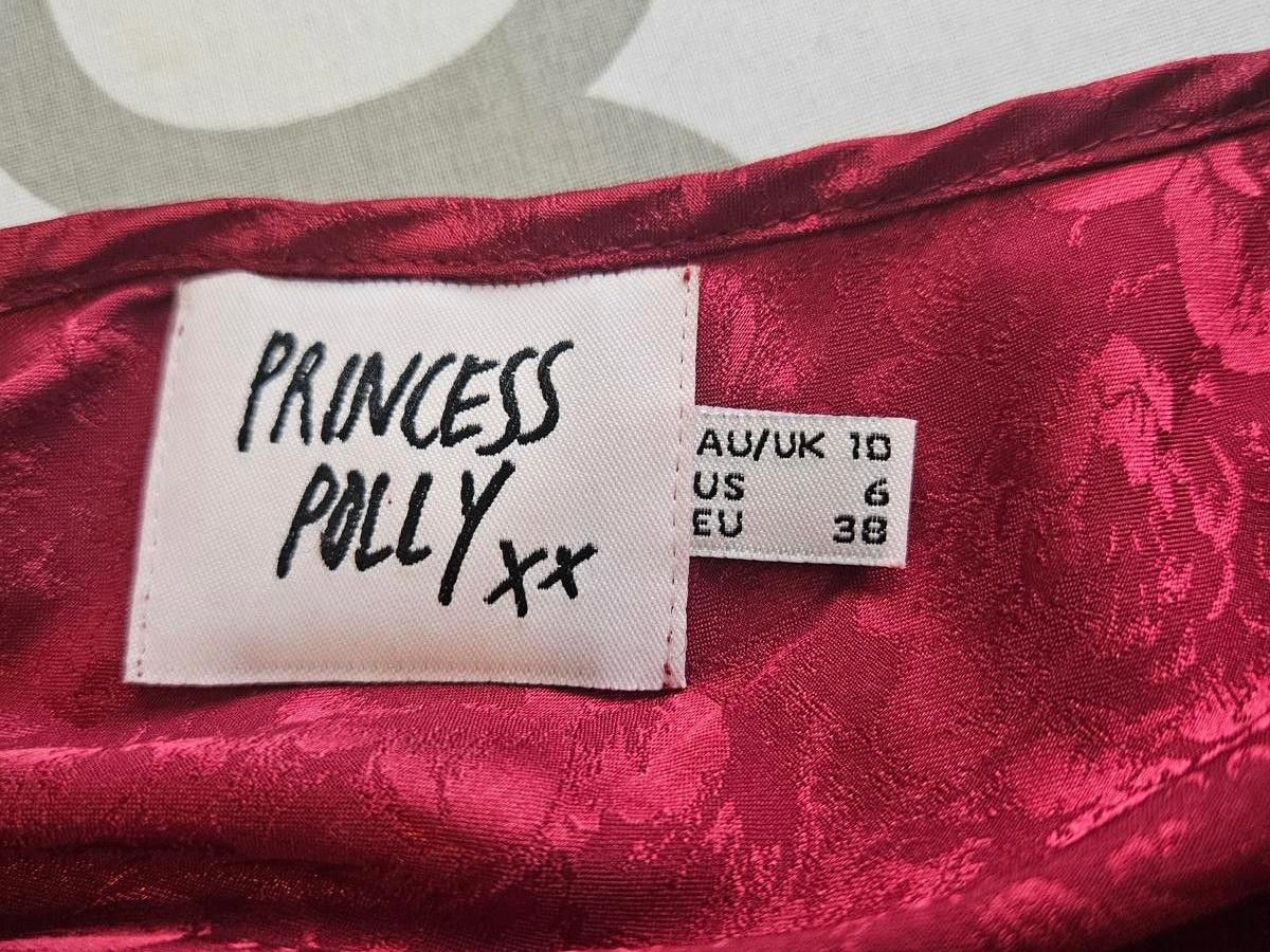 Designer Princess Polly Crimson Satin Slip Dress #387 Size M / US 6-8 / IT 42-44 - 5 Thumbnail