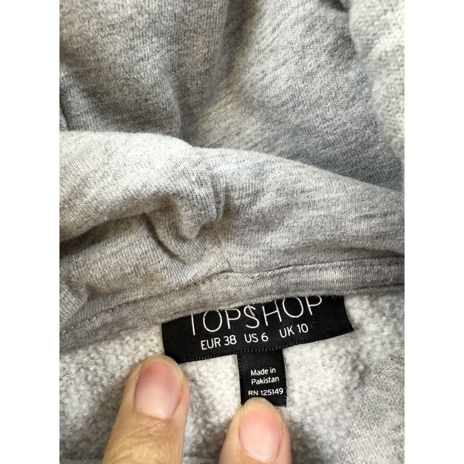 Topshop TOPSHOP Hoodie Sweatshirt Womens US 6 Gray Pullover Hooded Cotton Sweatshirt Activewear Women 6 Gray Size M / US 6-8 / IT 42-44 - 3 Thumbnail
