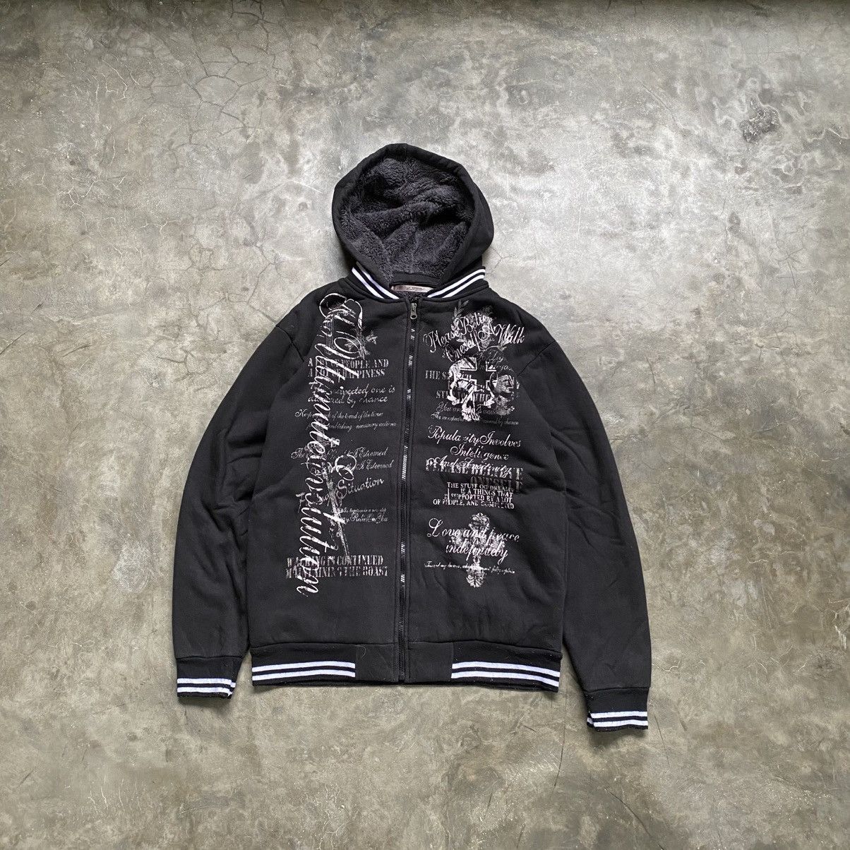 14th Addiction 2000s Black Label Blu royal Vkei Styel Poem Zip Up Hoodie Size US L / EU 52-54 / 3 - 1 Thumbnail
