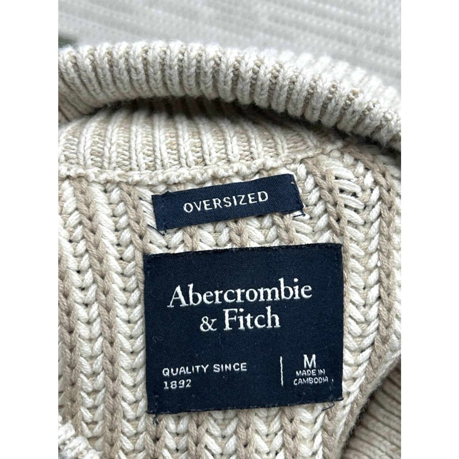 Abercrombie & Fitch Abercrombie & Fitch Sweater Womens Medium Beige Cotton Blend Pullover Size M / US 6-8 / IT 42-44 - 3 Thumbnail