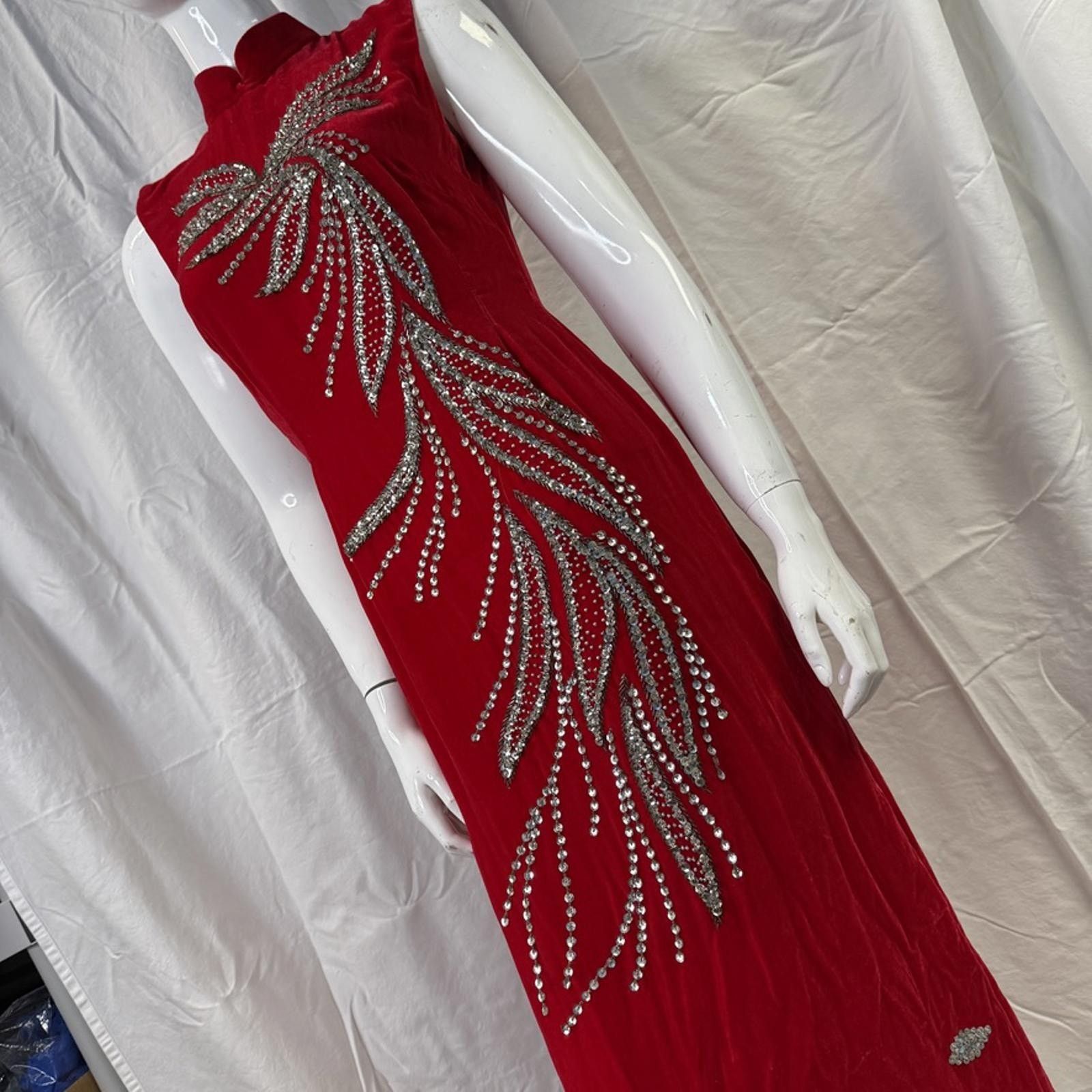 Vintage Vtg 50's 60's Red Cheongsam Qipao Dress Floral Embroidery Size XS / US 0-2 / IT 36-38 - 2 Thumbnail