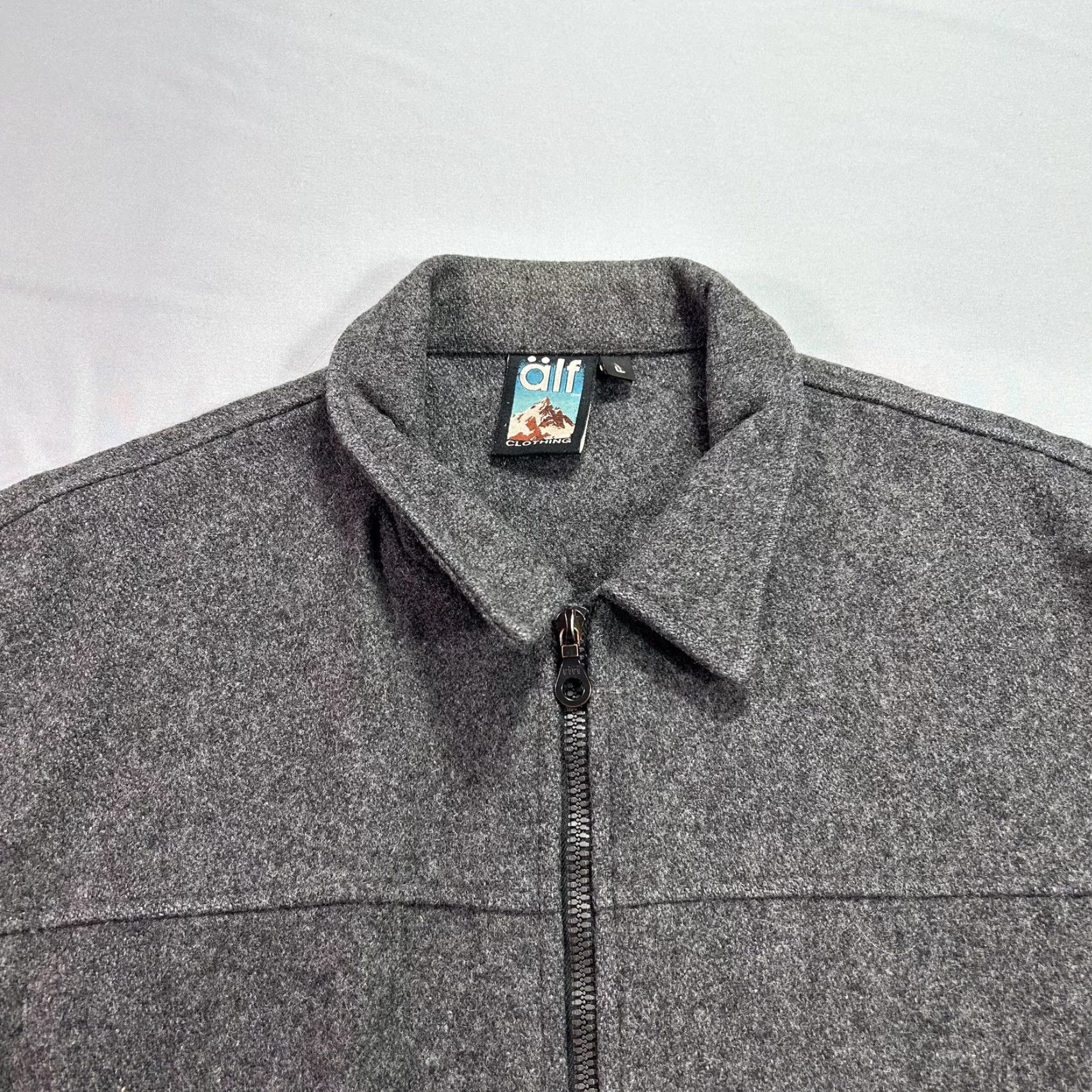 Alf Clothing Jacket Mens Large Gray Bergan Wool Full Zip Made in Canada Outdoor Bomber Jacket L Casual Travel Workwear Mens