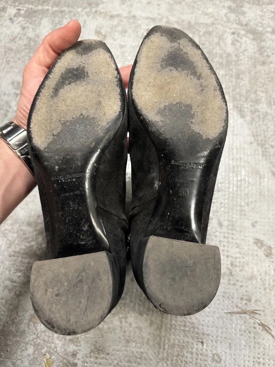 Saint Laurent Paris Saint Laurent Navy Suede Ankle Metallic Buckle Boots Size US 7 / IT 37 - 5 Thumbnail