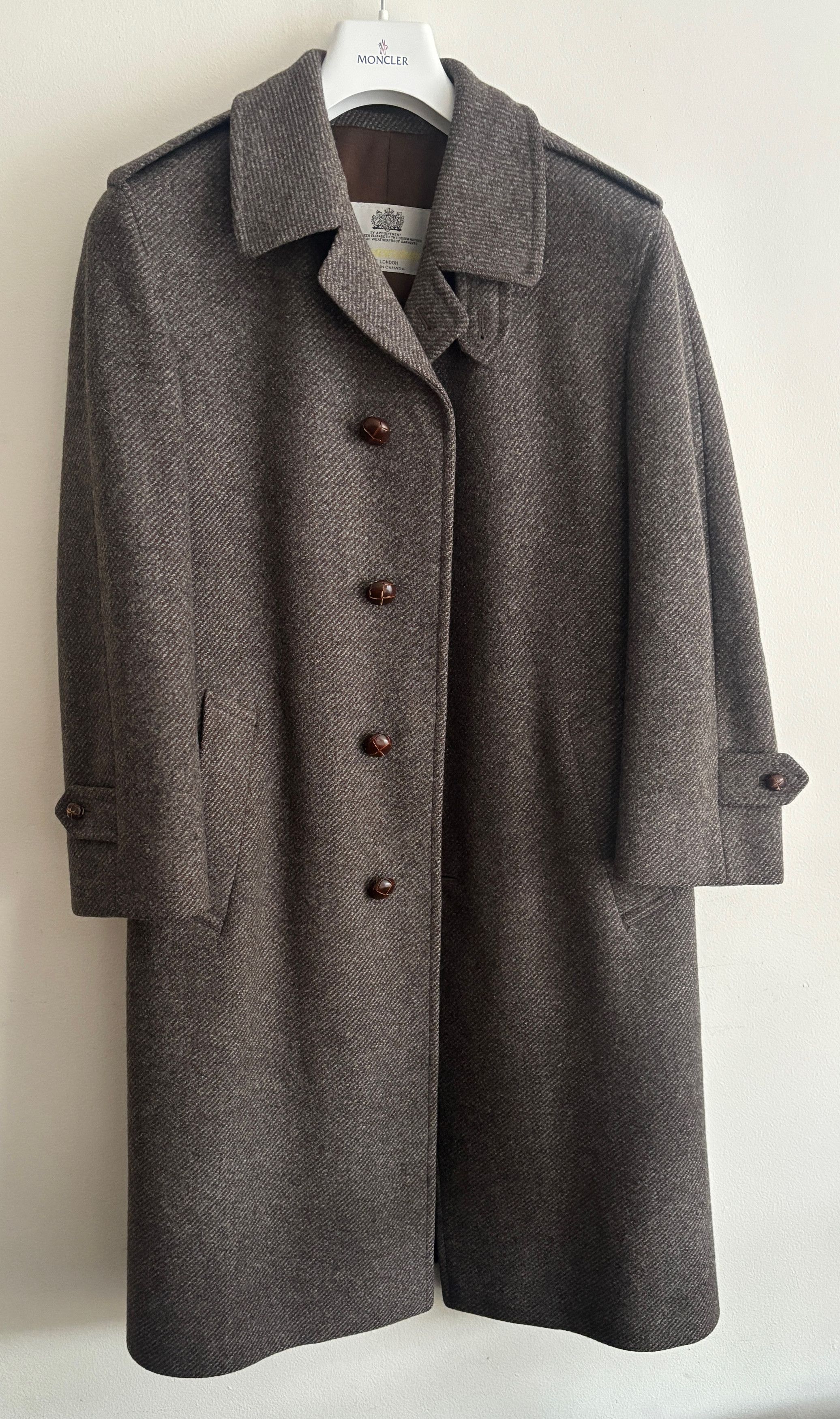 Aquascutum Grey Brown Belted Wool Tweed Overcoat --36-38 Short/ Small Size US S / EU 44-46 / 1 - 5 Thumbnail