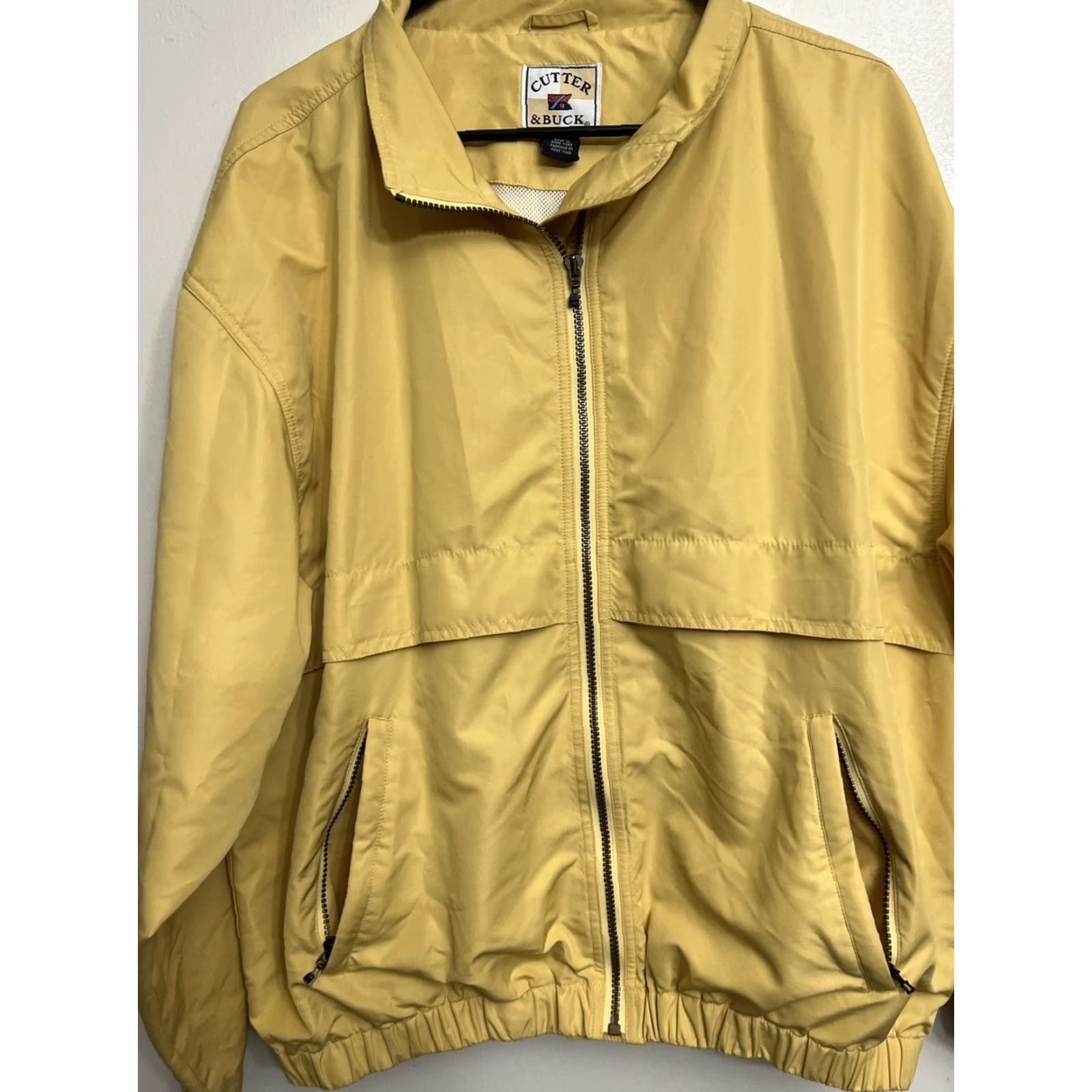 Cutter & Buck Cutter & Buck Windbreaker Mens L Yellow Logo Solid Full Zip Jacket Size US L / EU 52-54 / 3 - 2 Thumbnail