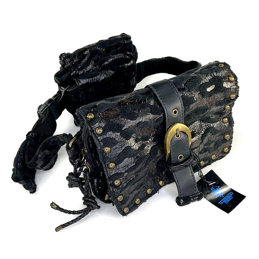 Tornado Mart Tornado Mart Vintage Black Faux Fur/Leather Dbl Fanny Pack Size ONE SIZE - 3 Thumbnail