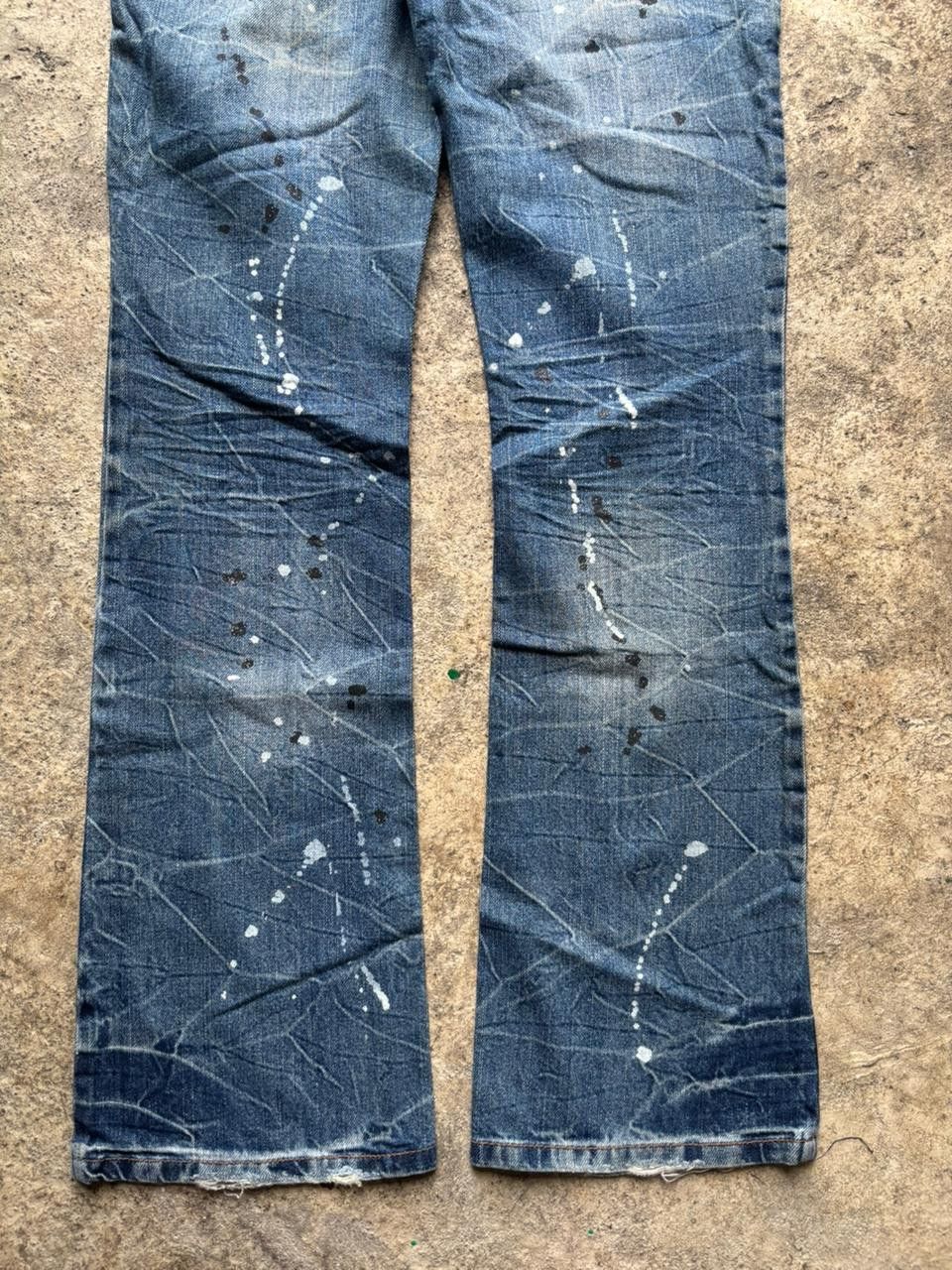 Japanese Brand 2000s Lowbox Paint Splatter Distressed Bootcut Jeans Size US 30 / EU 46 - 10 Thumbnail