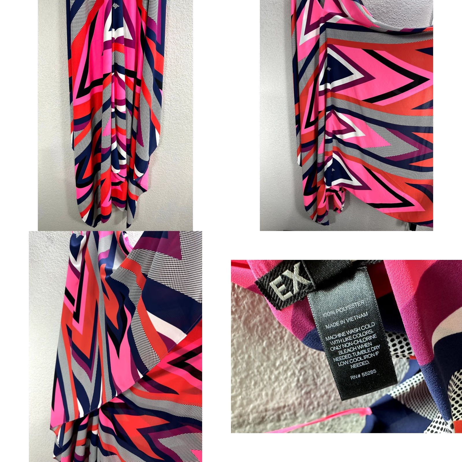 Express Express Pink Black Geometric Halter Hi-Low Sundress XS Sleeveless Open Back Flowy Sundress Women Size XS / US 0-2 / IT 36-38 - 8 Thumbnail