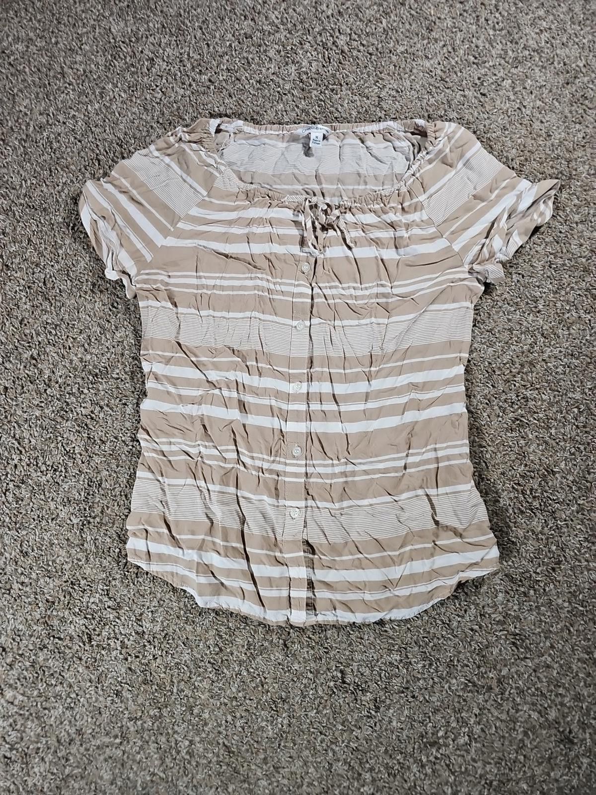 Croft & Barrow croft & barrow Brown White Striped Button Up Blouse M Size M / US 6-8 / IT 42-44 - 1 Thumbnail