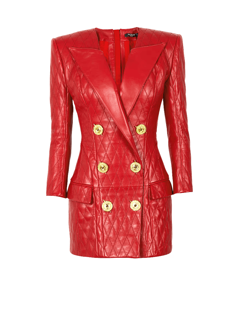 o1s1wg111225 Short Quilted Leather Dress in Red - bsdinhchien.com