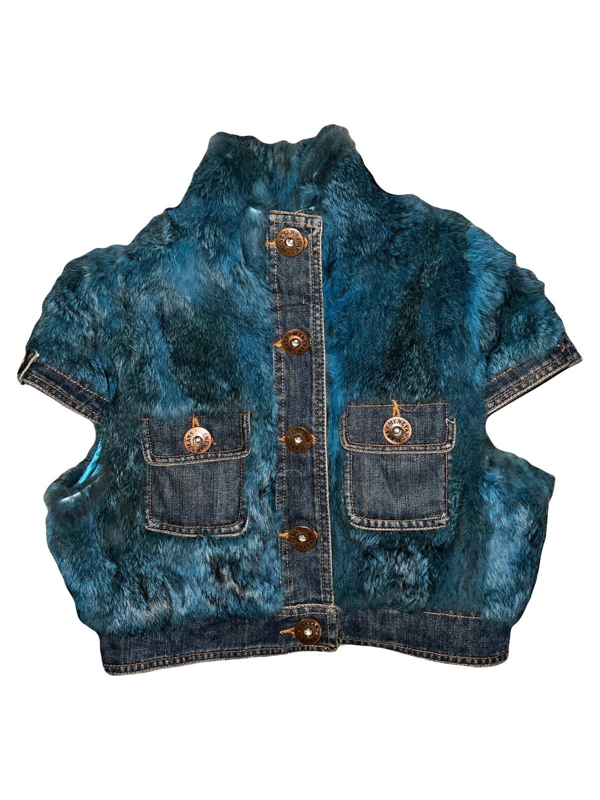 Japanese Brand Denim fur crop vest 💙🦋 Size S / US 4 / IT 40 - 2 Thumbnail