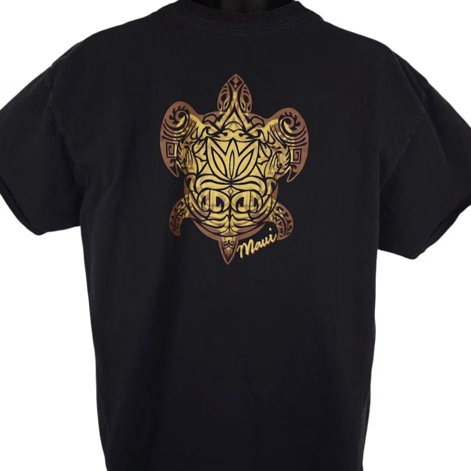 Vintage Maui Sea Turtle T Shirt Mens XL Black Hawaii Tribal Travel Destination Tee Size US XL / EU 56 / 4 - 4 Thumbnail