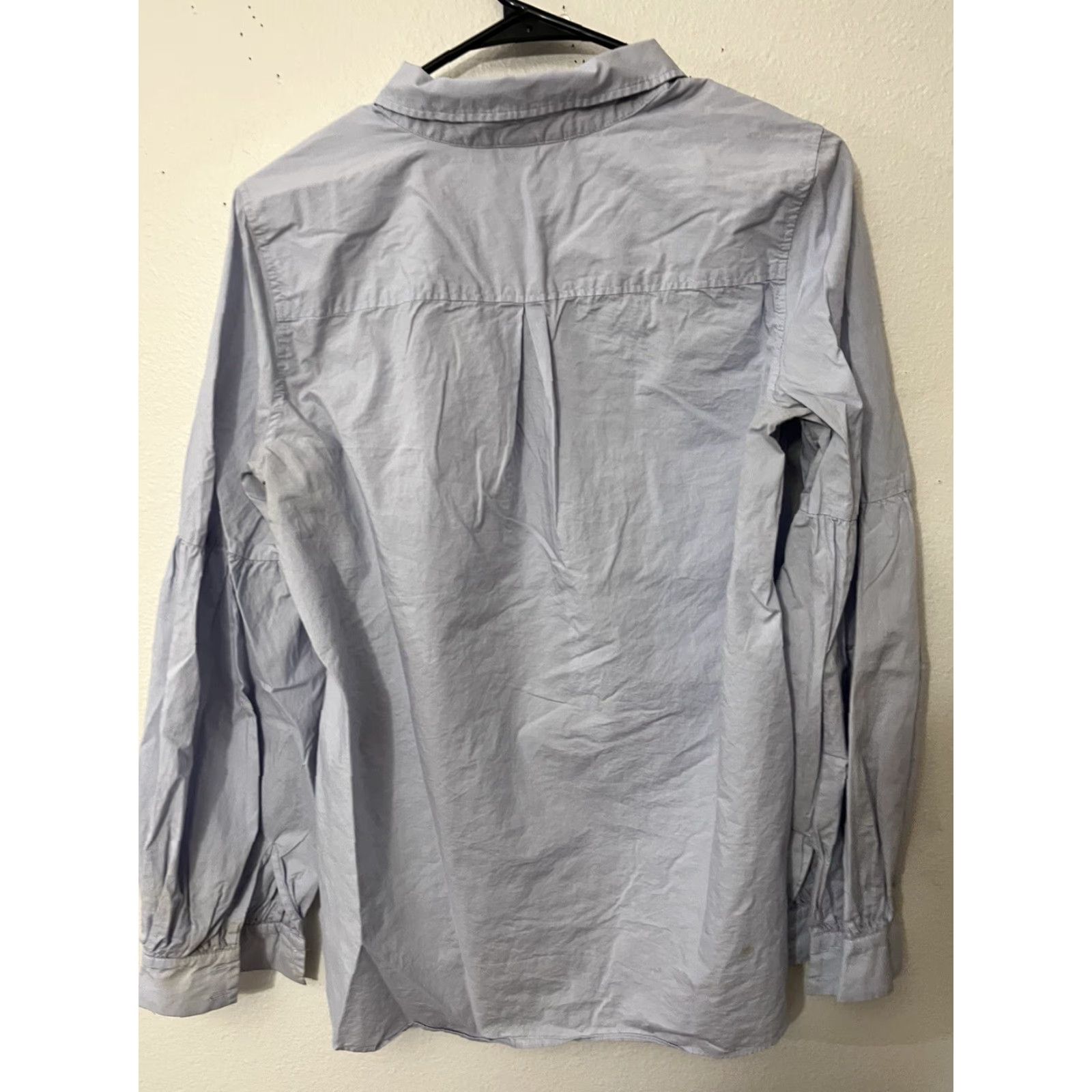 H&M H&M Womens Blue Solid Long Sleeve Button-Down Shirt Size 10 Size L / US 10 / IT 46 - 3 Thumbnail