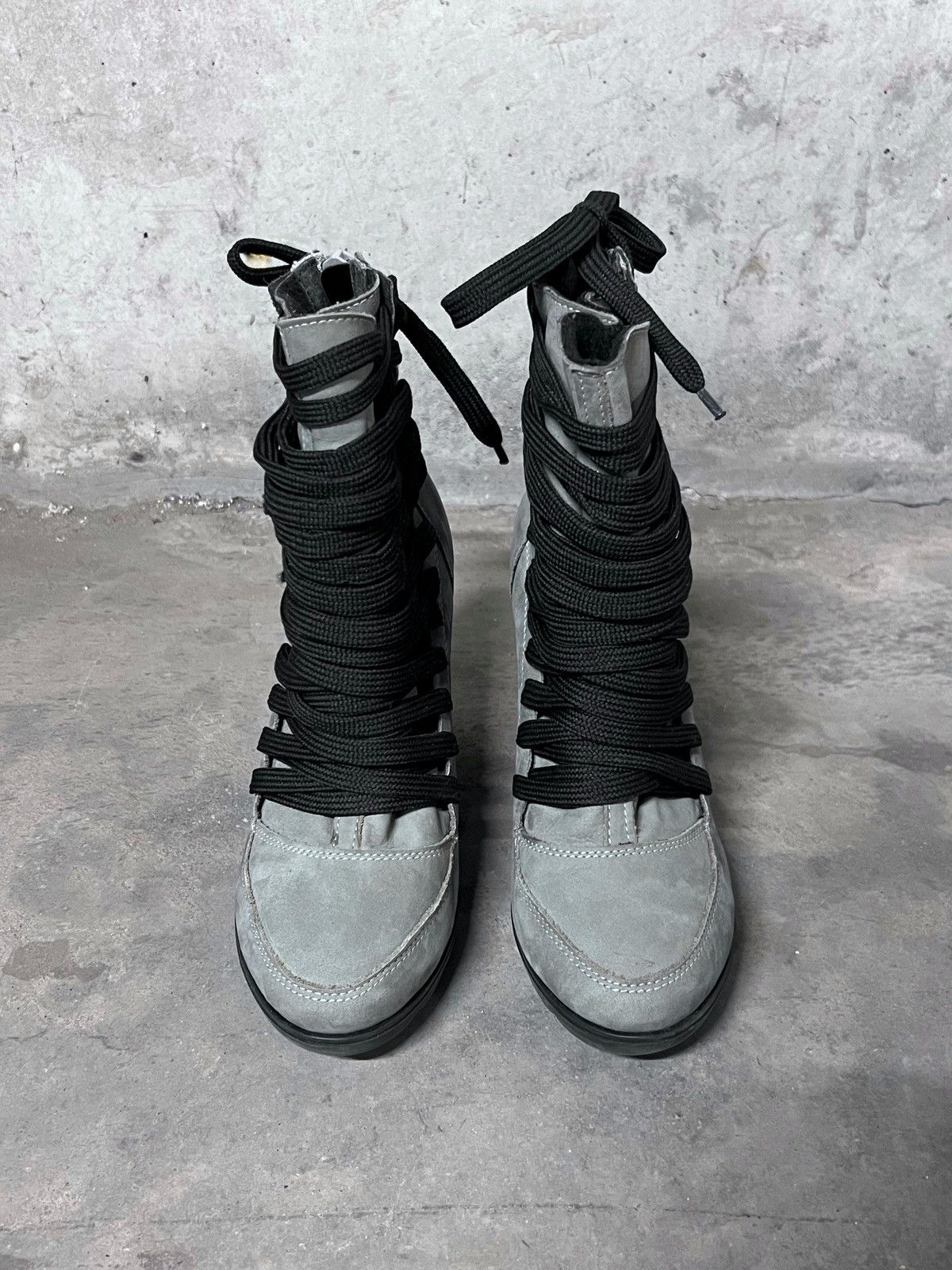 Vintage Real Leather Wedge Laced High Top Avant Garde Shoes Size US 7 / IT 37 - 2 Thumbnail