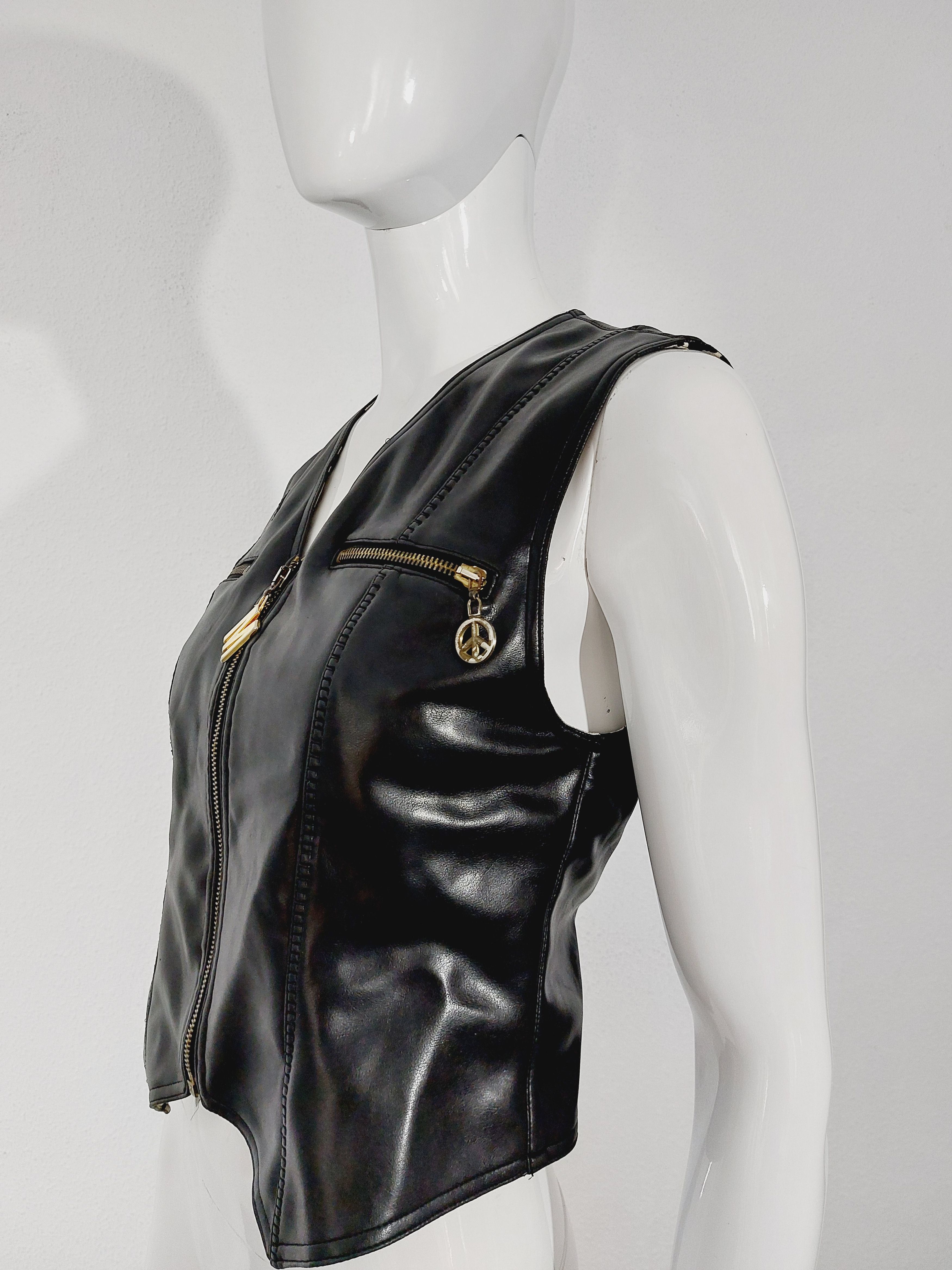 Moschino Moschino Jeans Bella Hadid Faux Leather Black Vest Top Size S / US 4 / IT 40 - 10 Thumbnail