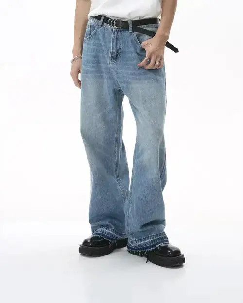 Japanese Brand Distressed Hem Washed Jeans Size US 30 / EU 46 - 1 Thumbnail