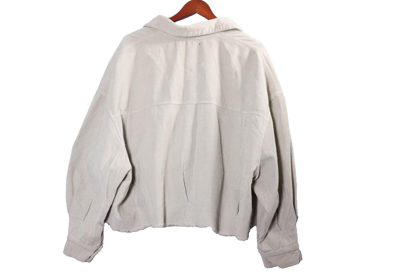 Zara Zara Small Beige Corduroy Cut Off Jacket Shacket Button Coat Size S / US 4 / IT 40 - 5 Thumbnail