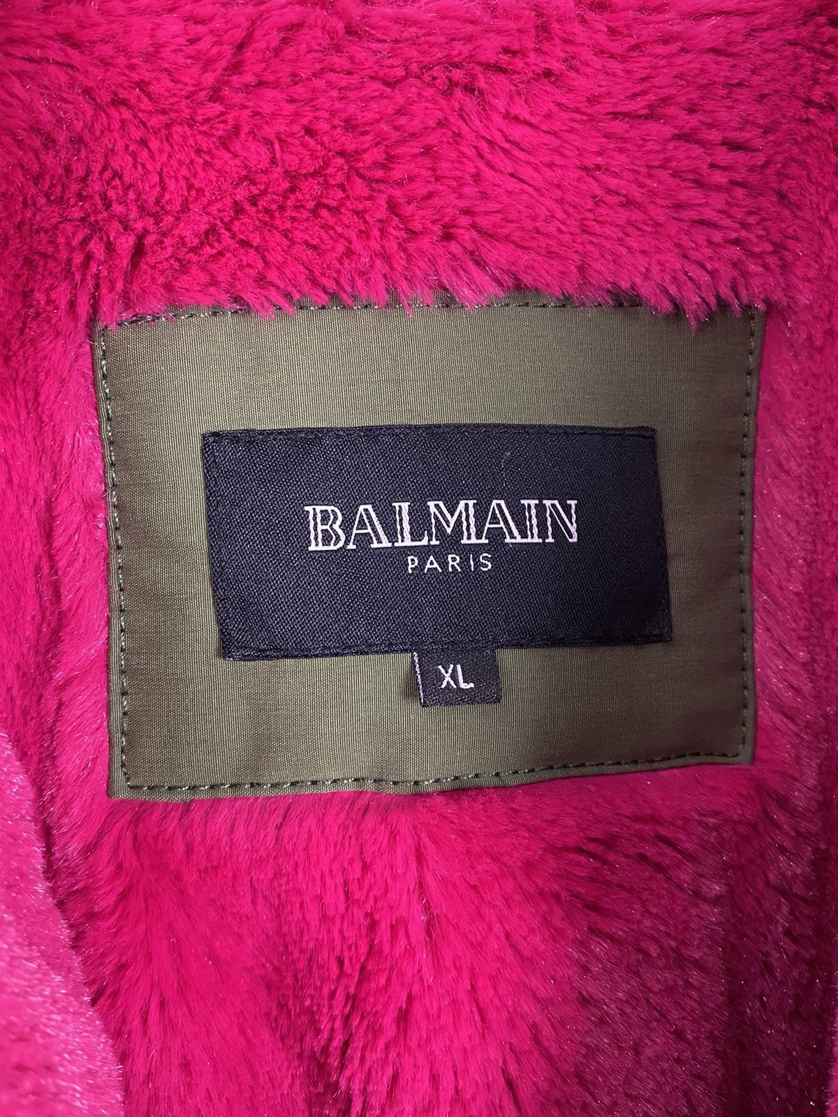 Balmain Balmain Paris Army Green Pink Fur Fishtail Parka Size XL / US 12-14 / IT 48-50 - 8 Thumbnail