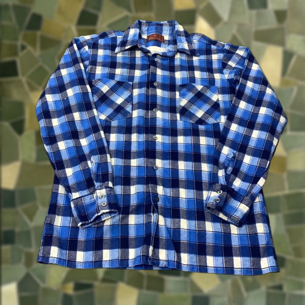 Vintage VINTAGE King Sport Shirt Mens M Blue Plaid Flannel Button-Up 80s Pockets Casual Workwear Size M Mens Size US M / EU 48-50 / 2 - 1 Thumbnail