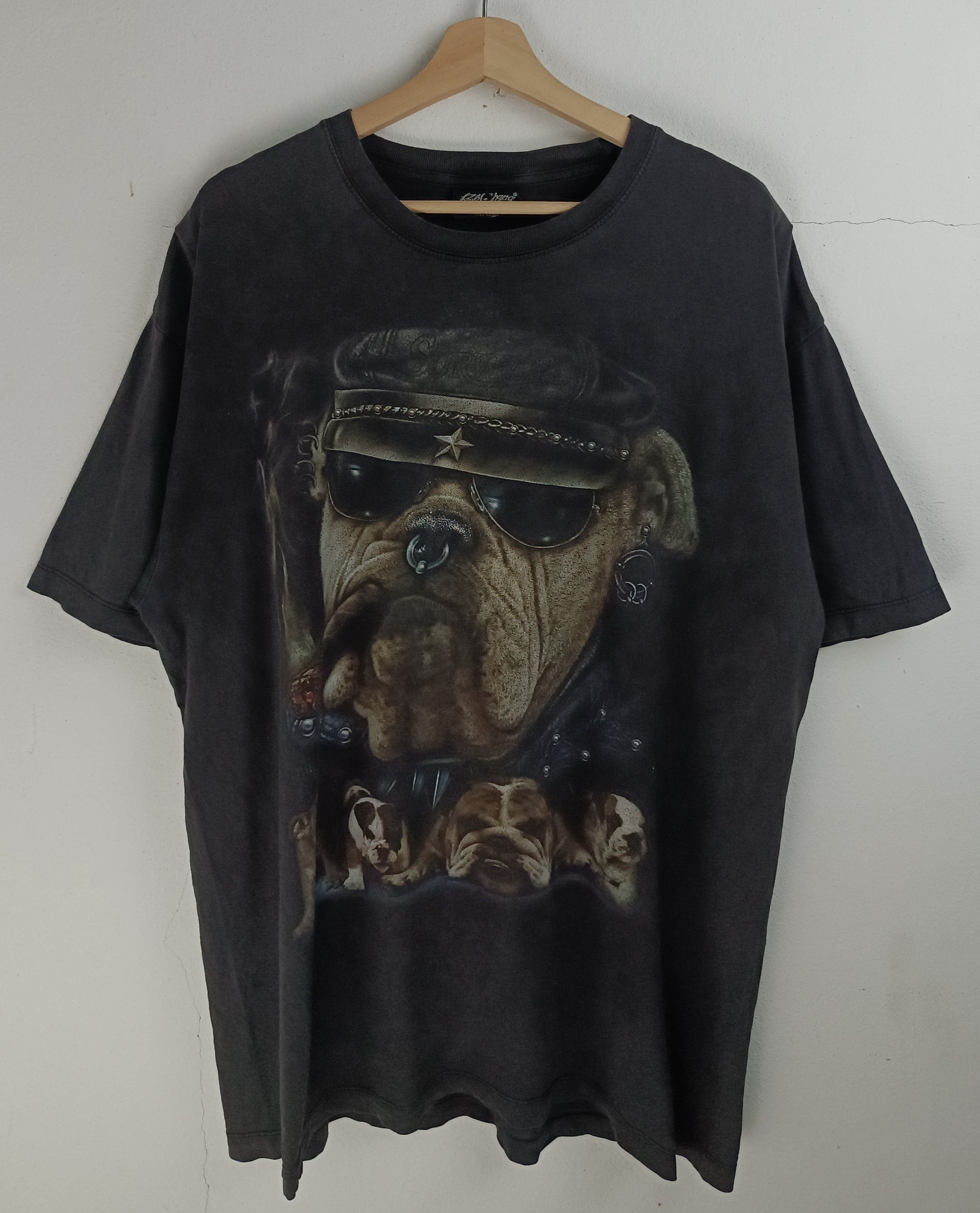 Vintage VINTAGE 90'S FADED BULL DOG BIKERS HARLEY VERY RARE TEE PETS Size US XL / EU 56 / 4 - 3 Thumbnail